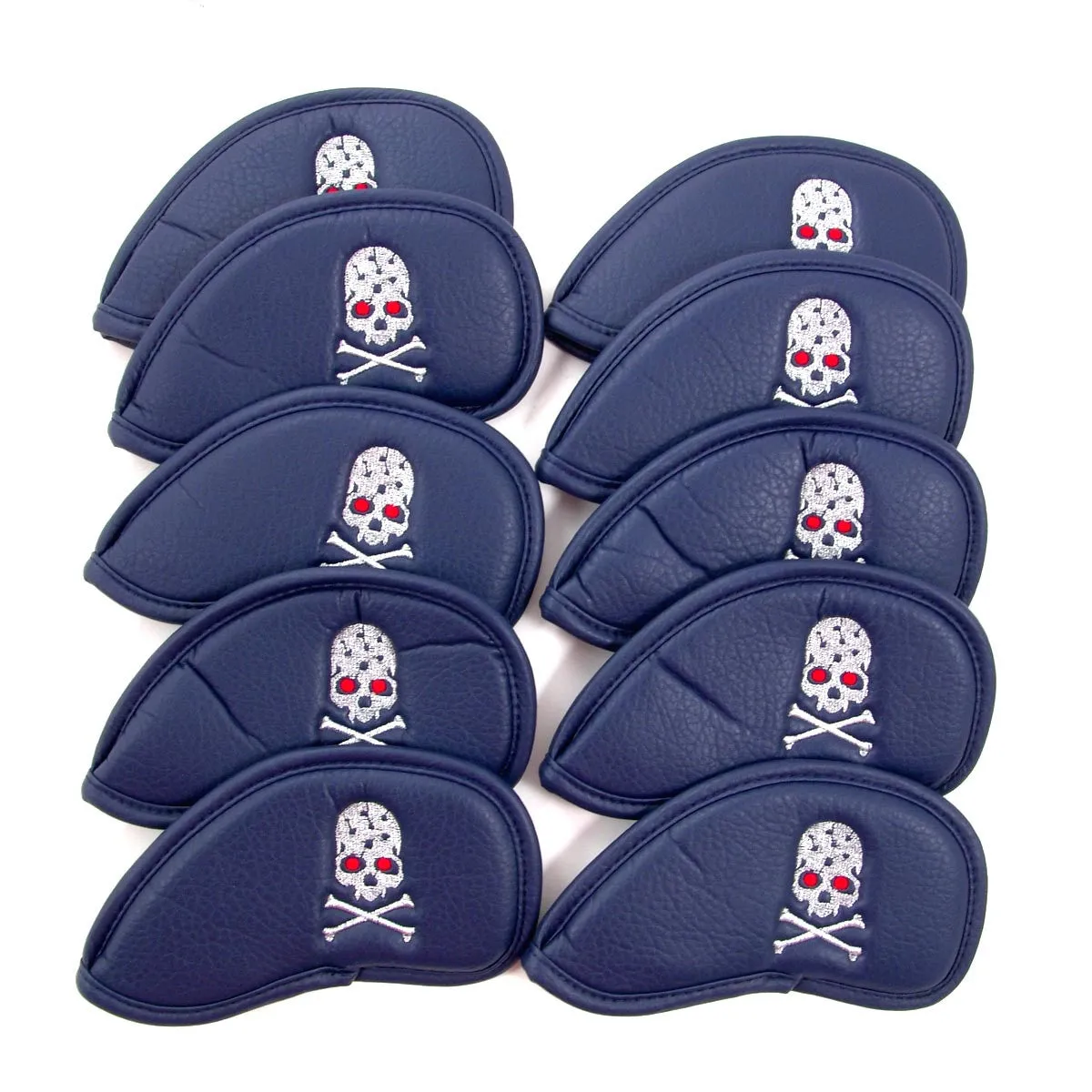 10 pc/Set PU Skull Golf Iron Club Head cover, Blue
