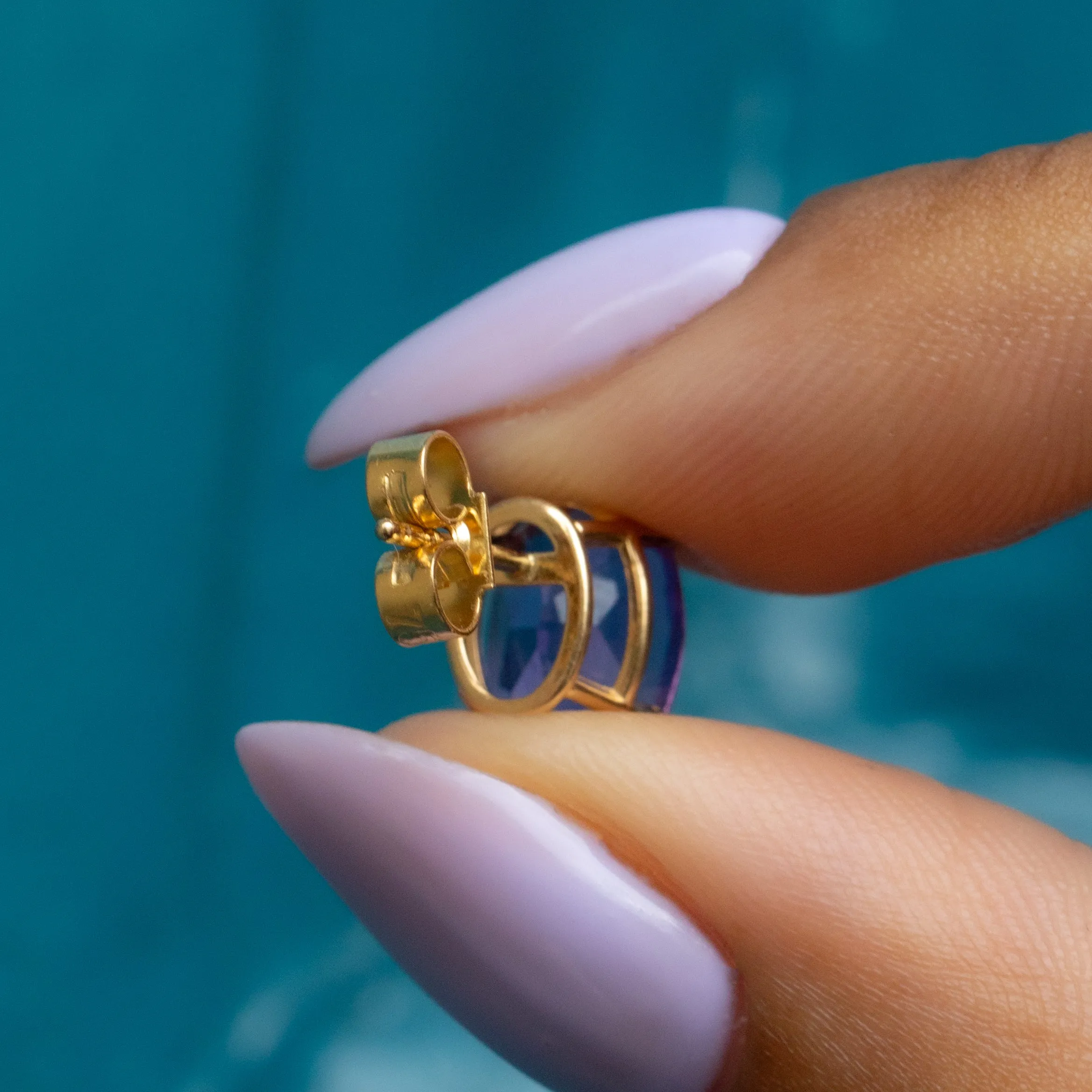 18ct Gold Amethyst Stud Earrings, 3.40ct