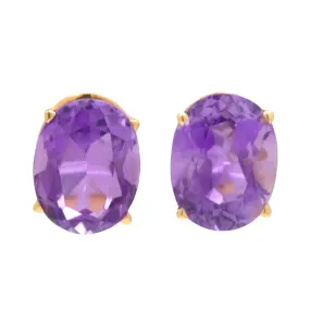 18ct Gold Amethyst Stud Earrings, 3.40ct