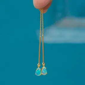 18ct Gold Opal Threader Earrings