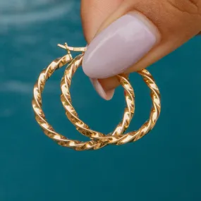 9ct Gold Twisted Hoop Earrings