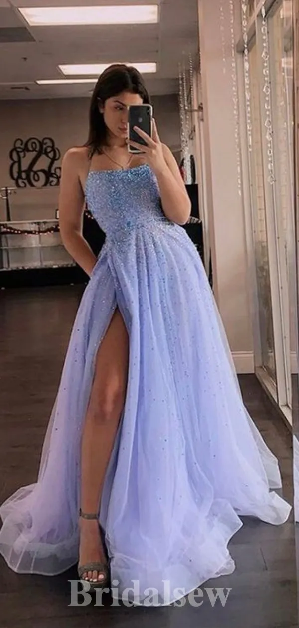 A-line New Modest Unique Design Custom Elegant Long Evening Prom Dresses PD1214