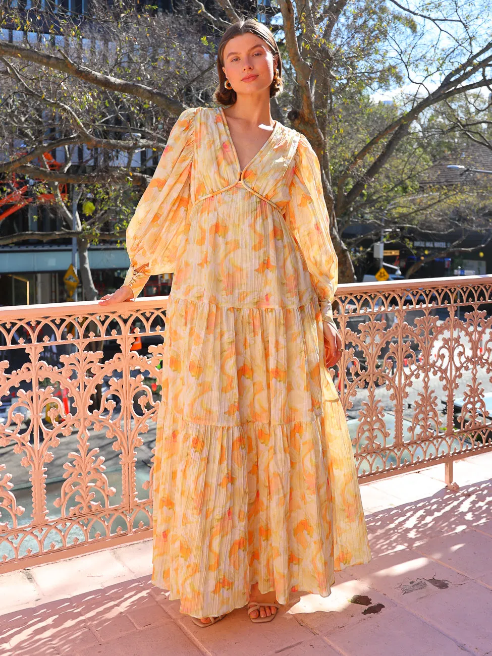 Acler Redford Maxi Dress in Ochre Cloud
