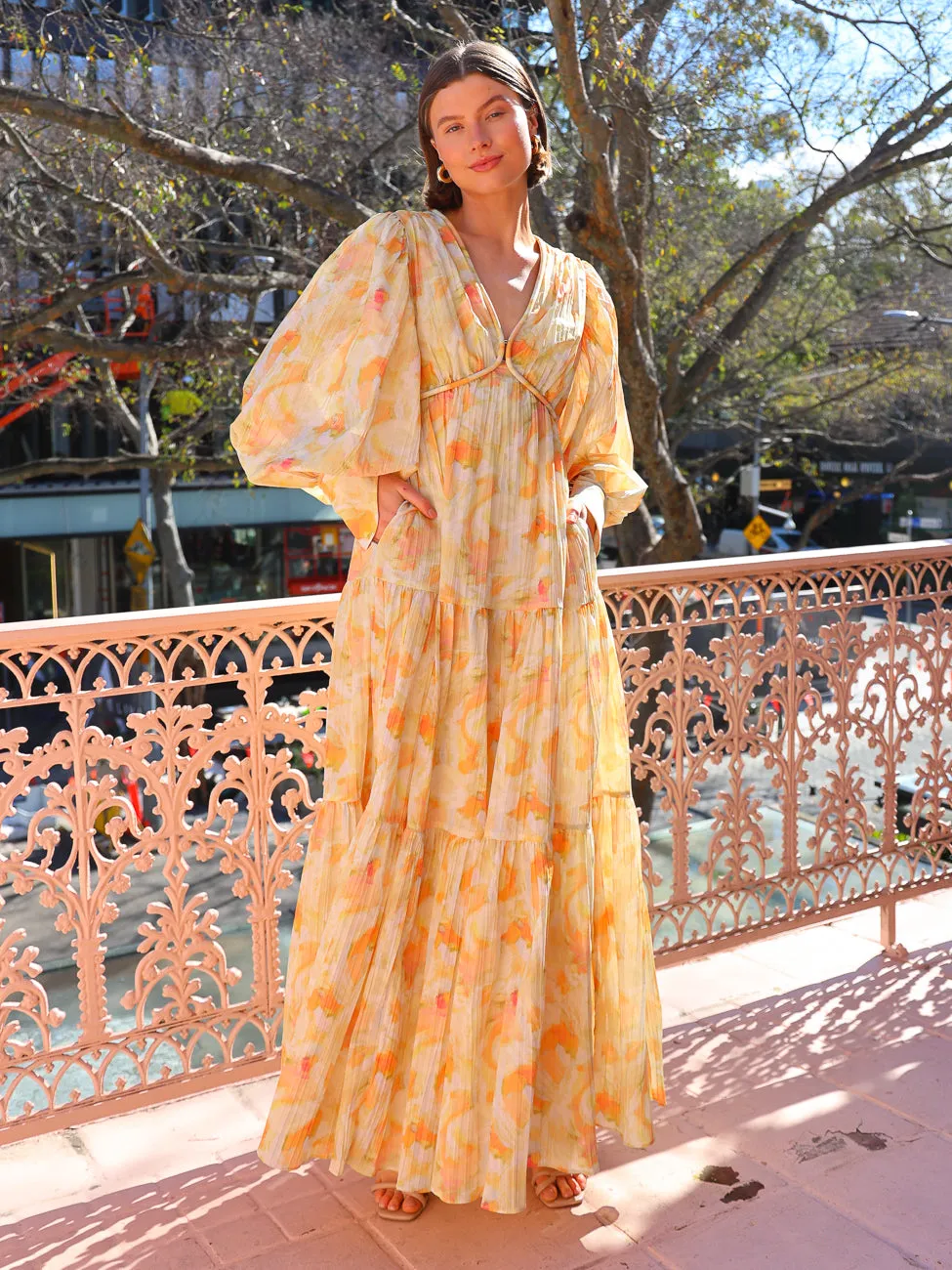 Acler Redford Maxi Dress in Ochre Cloud