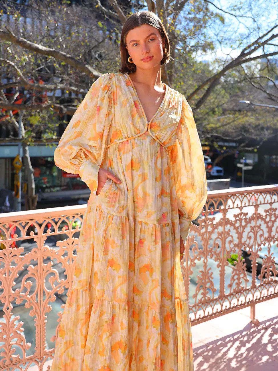 Acler Redford Maxi Dress in Ochre Cloud