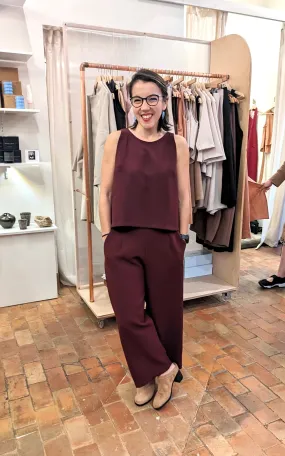 Allium Wide Leg Straight Pant (Unisex) / Size M - Burgundy