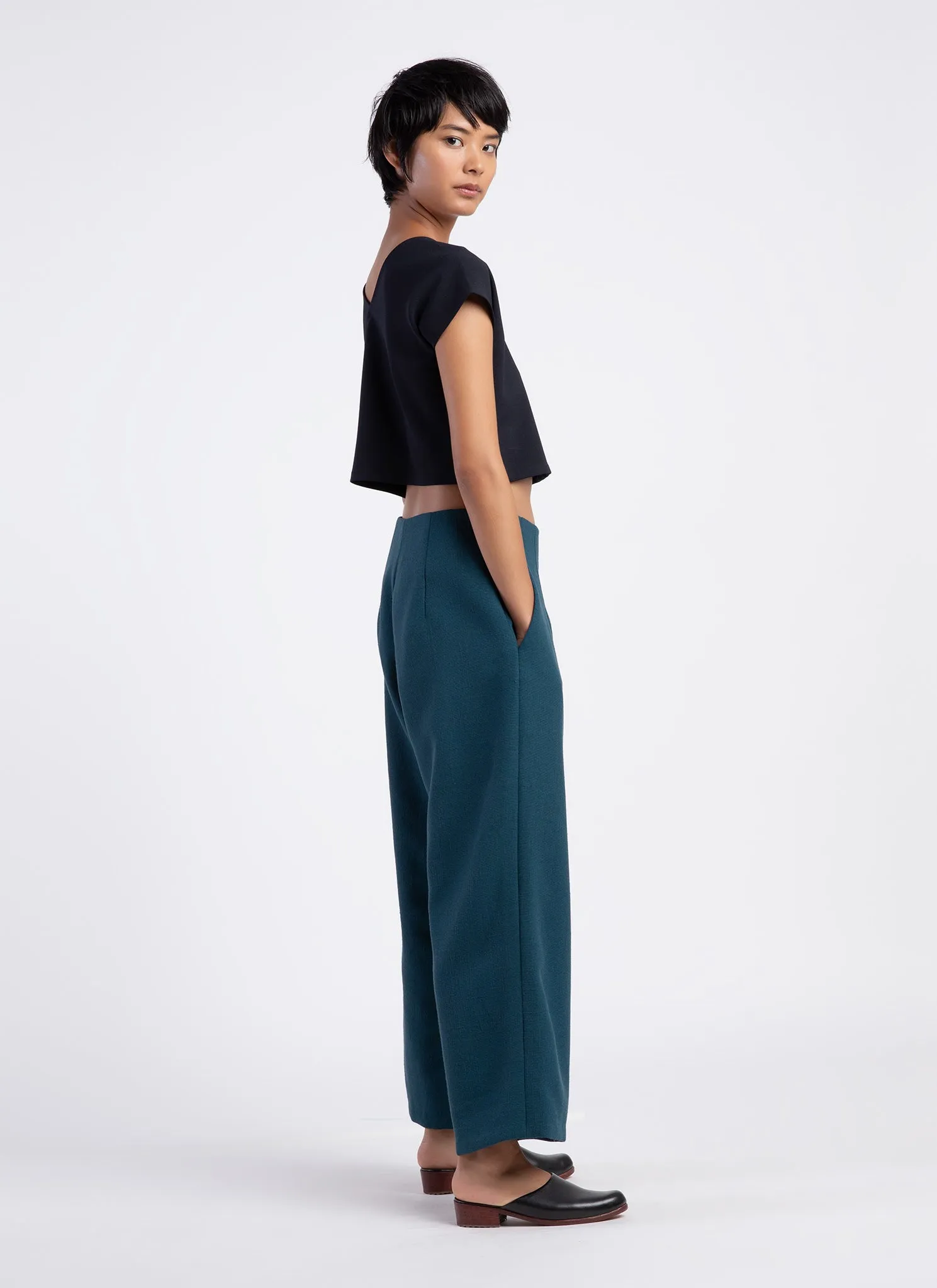 Allium Wide Leg Straight Pant (Unisex) - Turquoise Sesame