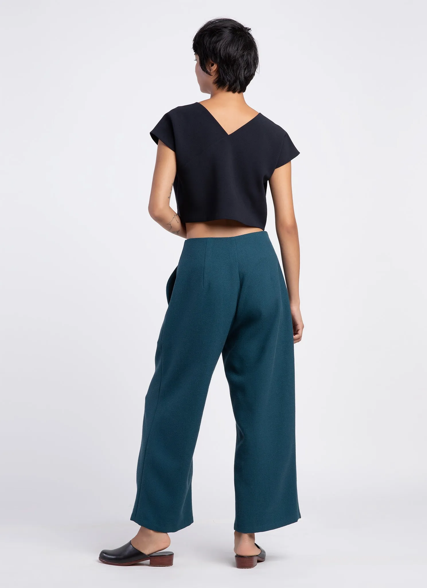 Allium Wide Leg Straight Pant (Unisex) - Turquoise Sesame