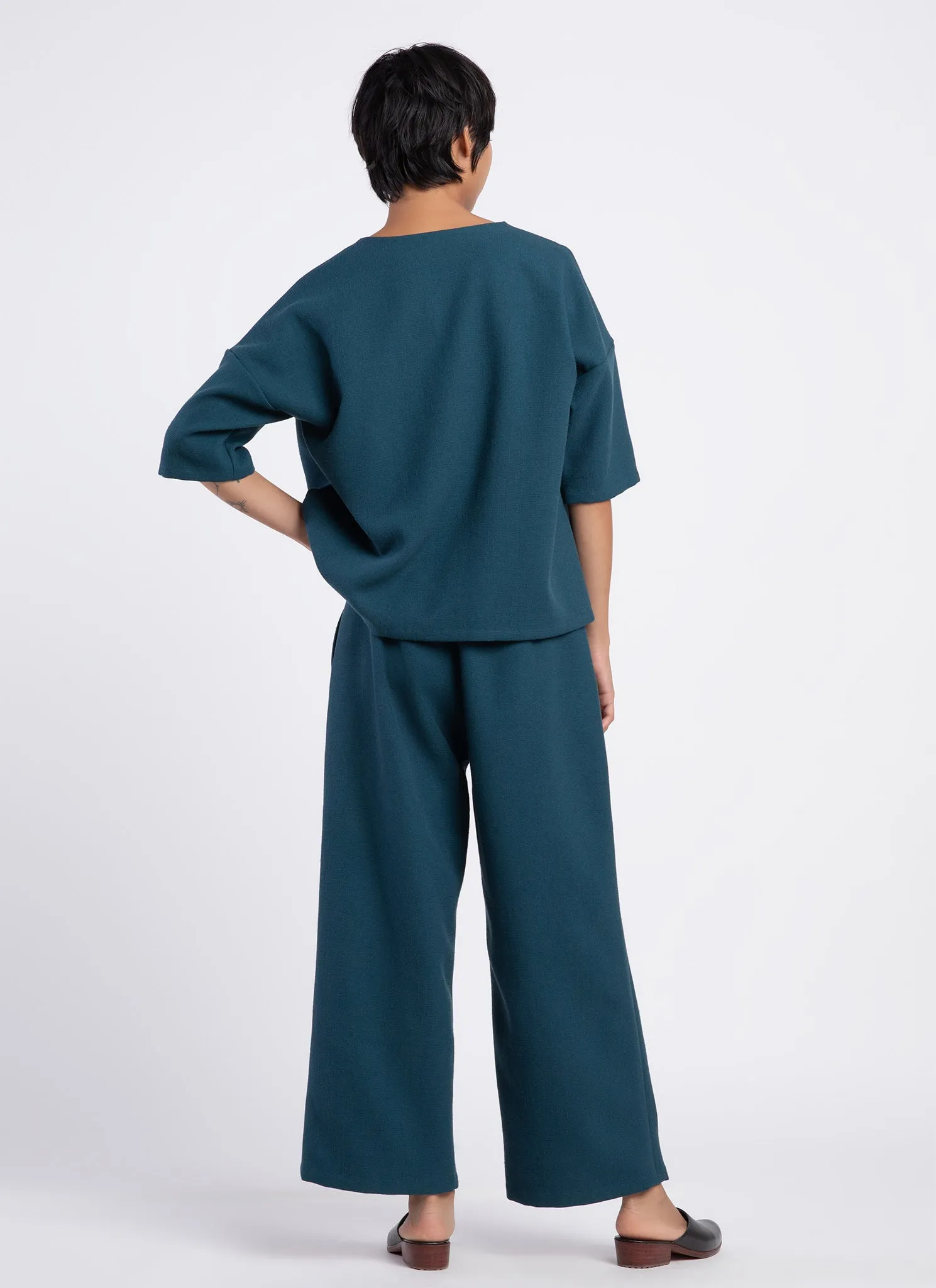 Allium Wide Leg Straight Pant (Unisex) - Turquoise Sesame