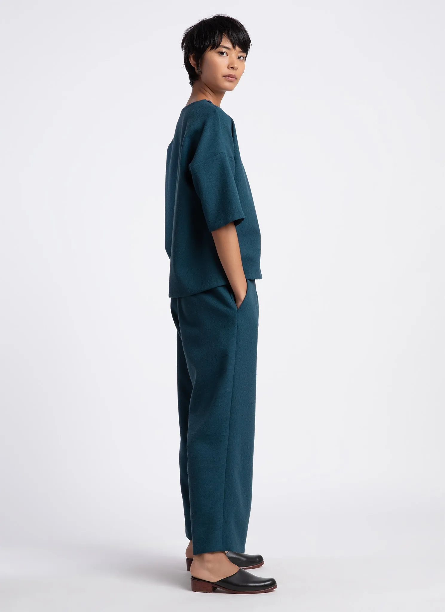Allium Wide Leg Straight Pant (Unisex) - Turquoise Sesame