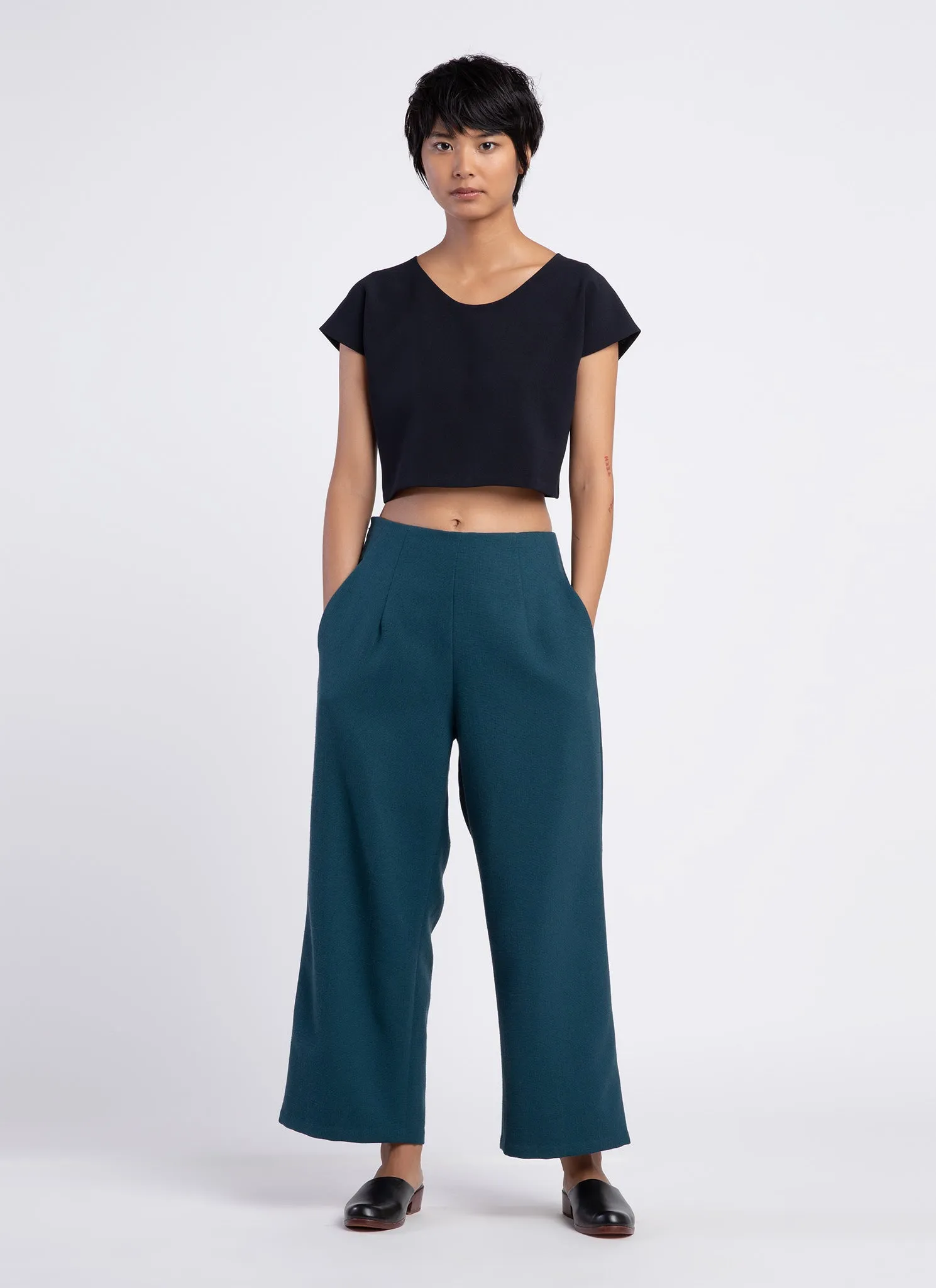 Allium Wide Leg Straight Pant (Unisex) - Turquoise Sesame