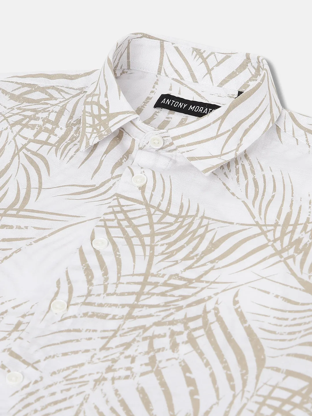 Antony Morato Boys Beige Spread Collar Short Sleeves Shirt
