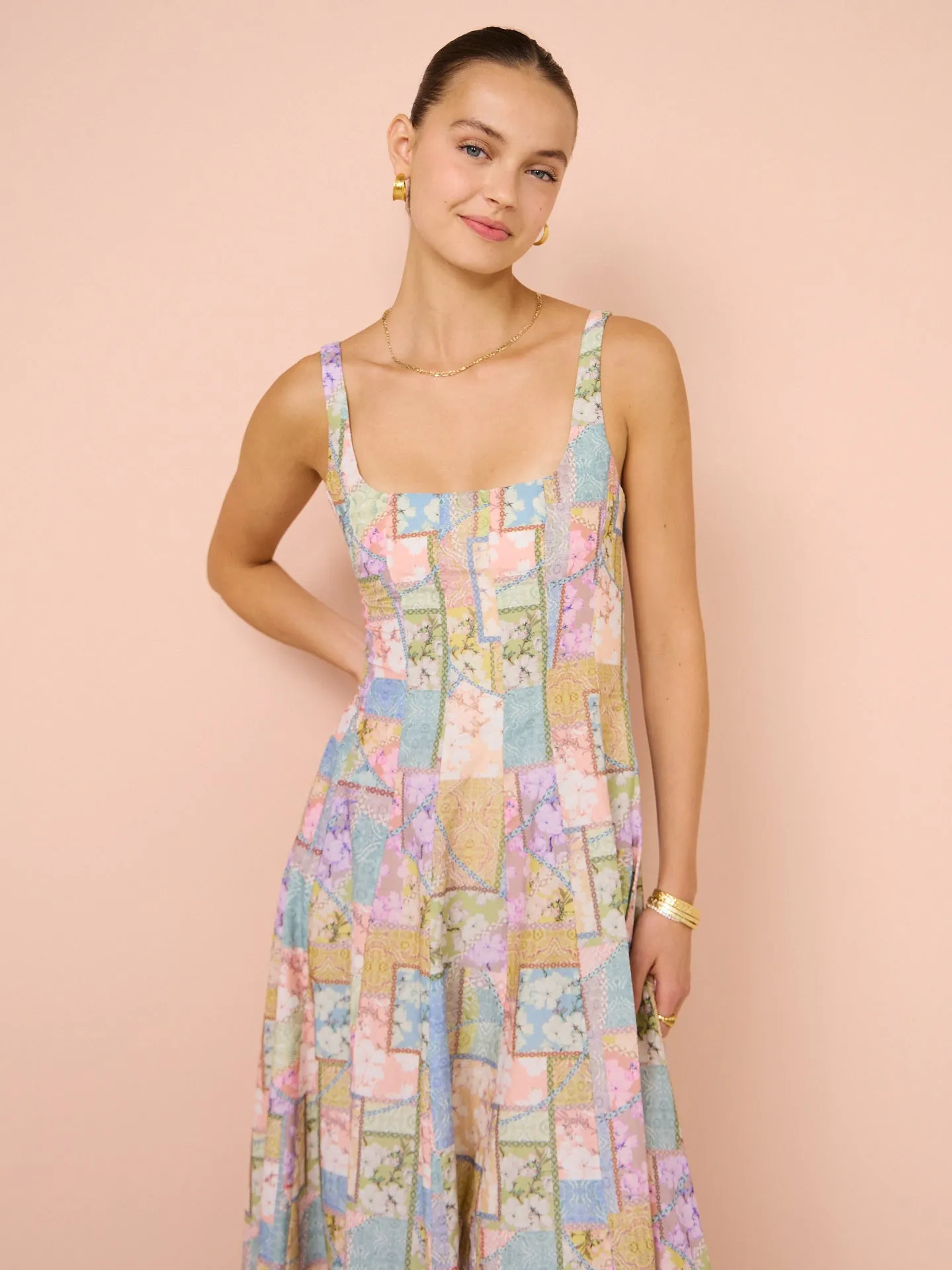 Aqua Blu Claudette Dress in Brindle Print
