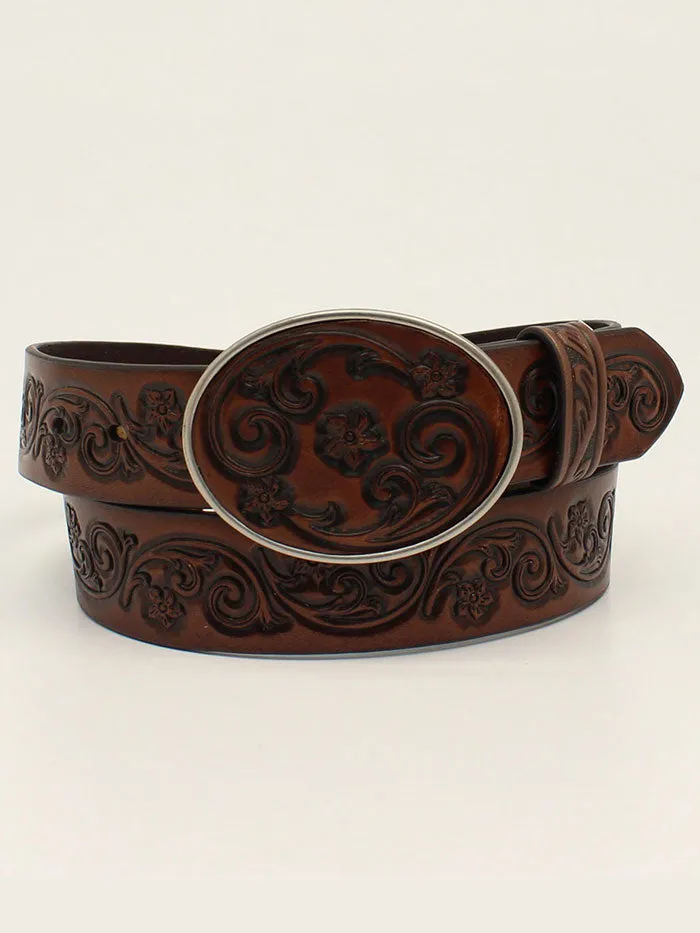 Ariat A1533302 Womens Flower Tooled Strap And Buckle Western Belt Brown - D