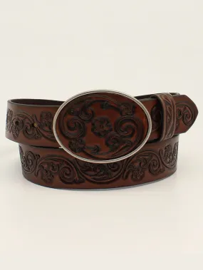 Ariat A1533302 Womens Flower Tooled Strap And Buckle Western Belt Brown - D