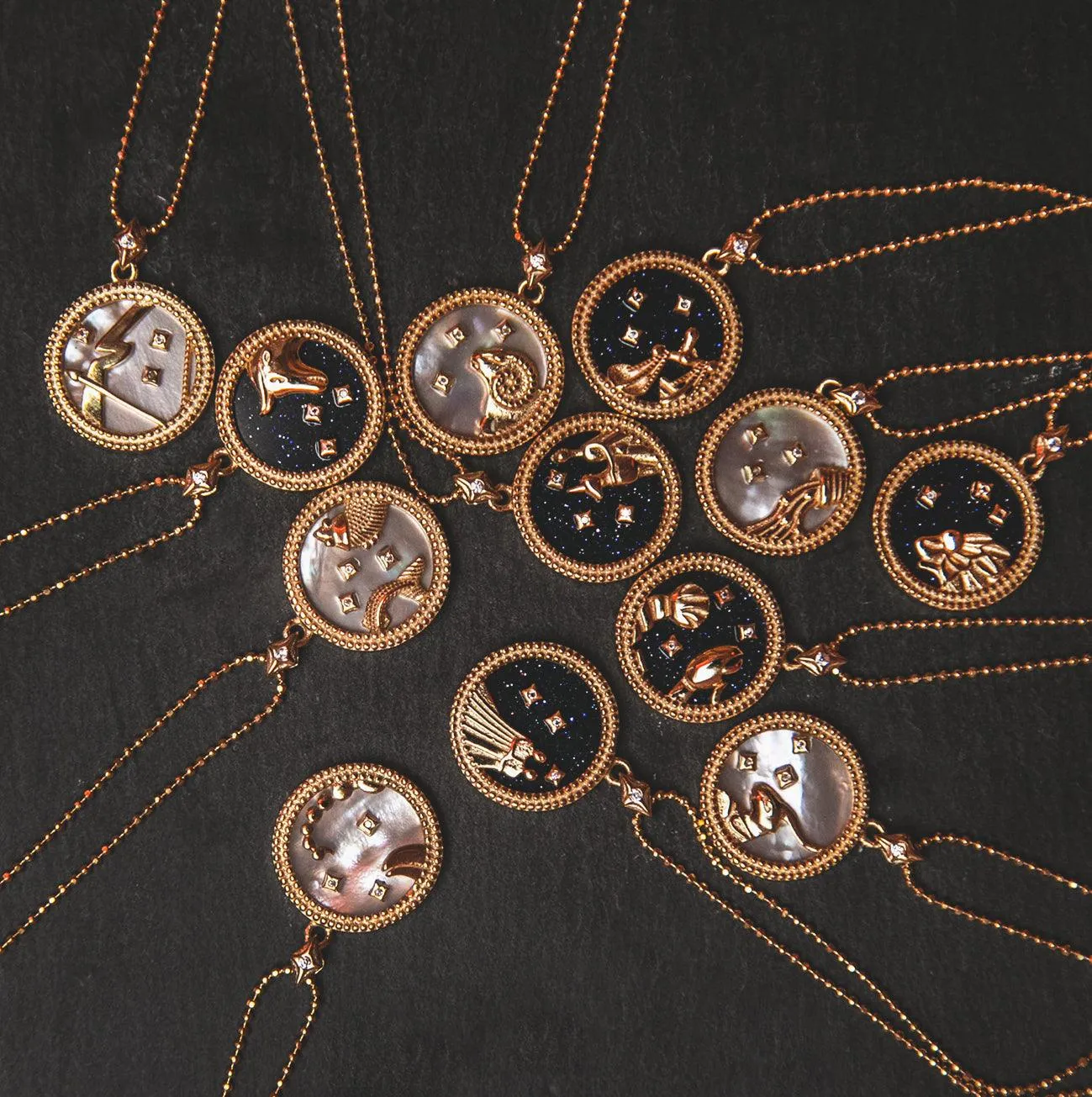 Asta Zodiac Star Sign Necklace - Mother of Pearl | 18K Gold Plated