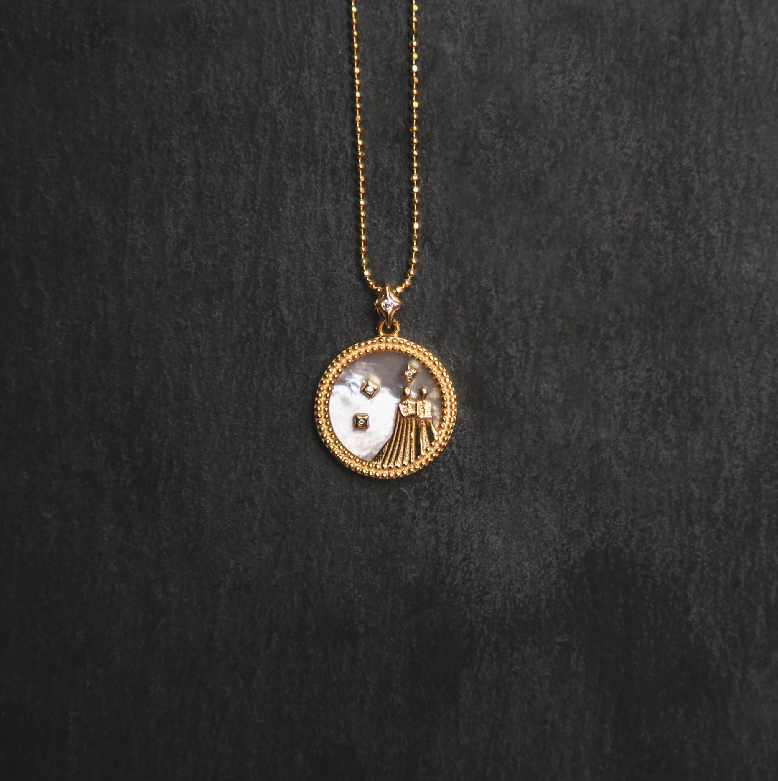 Asta Zodiac Star Sign Necklace - Mother of Pearl | 18K Gold Plated