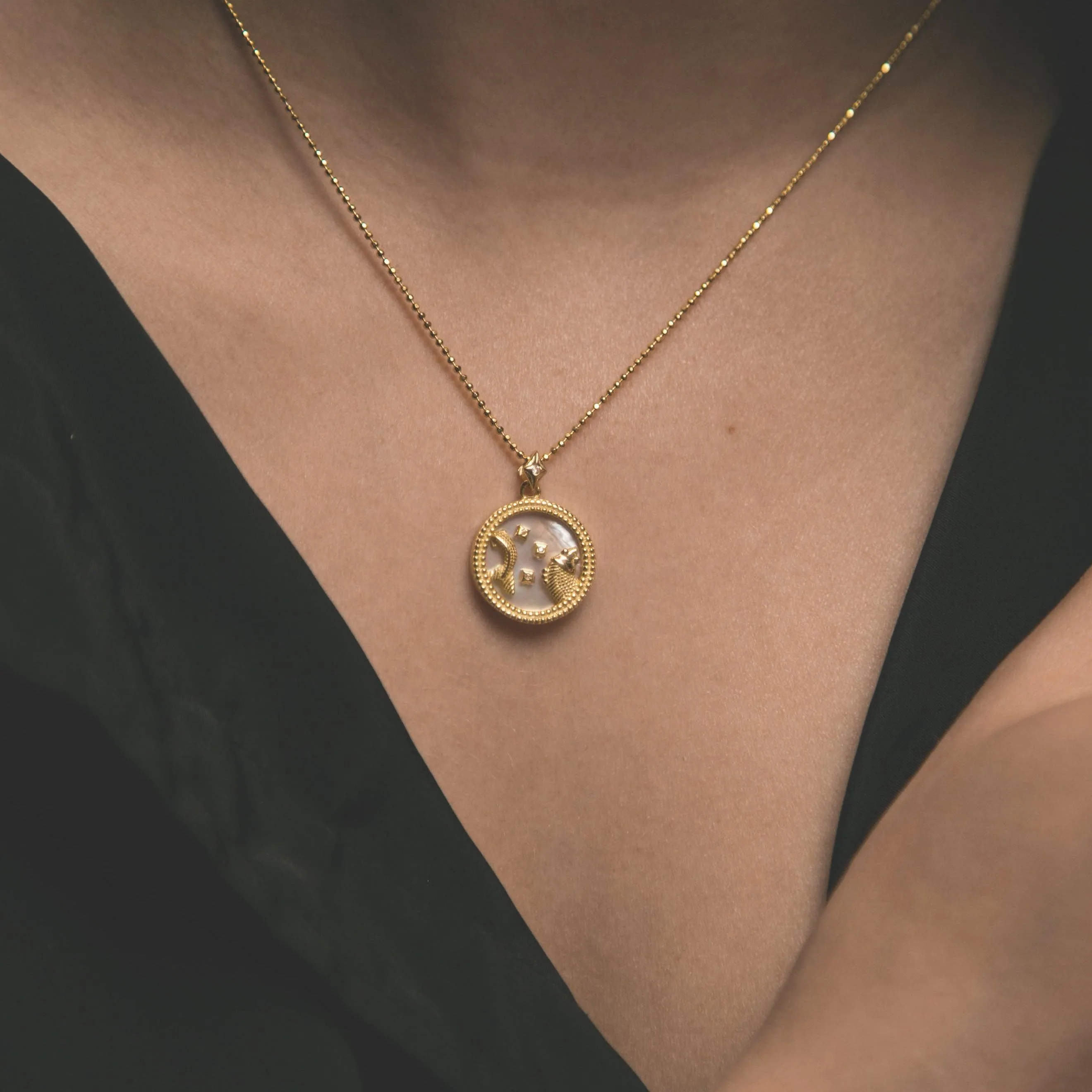 Asta Zodiac Star Sign Necklace - Mother of Pearl | 18K Gold Plated