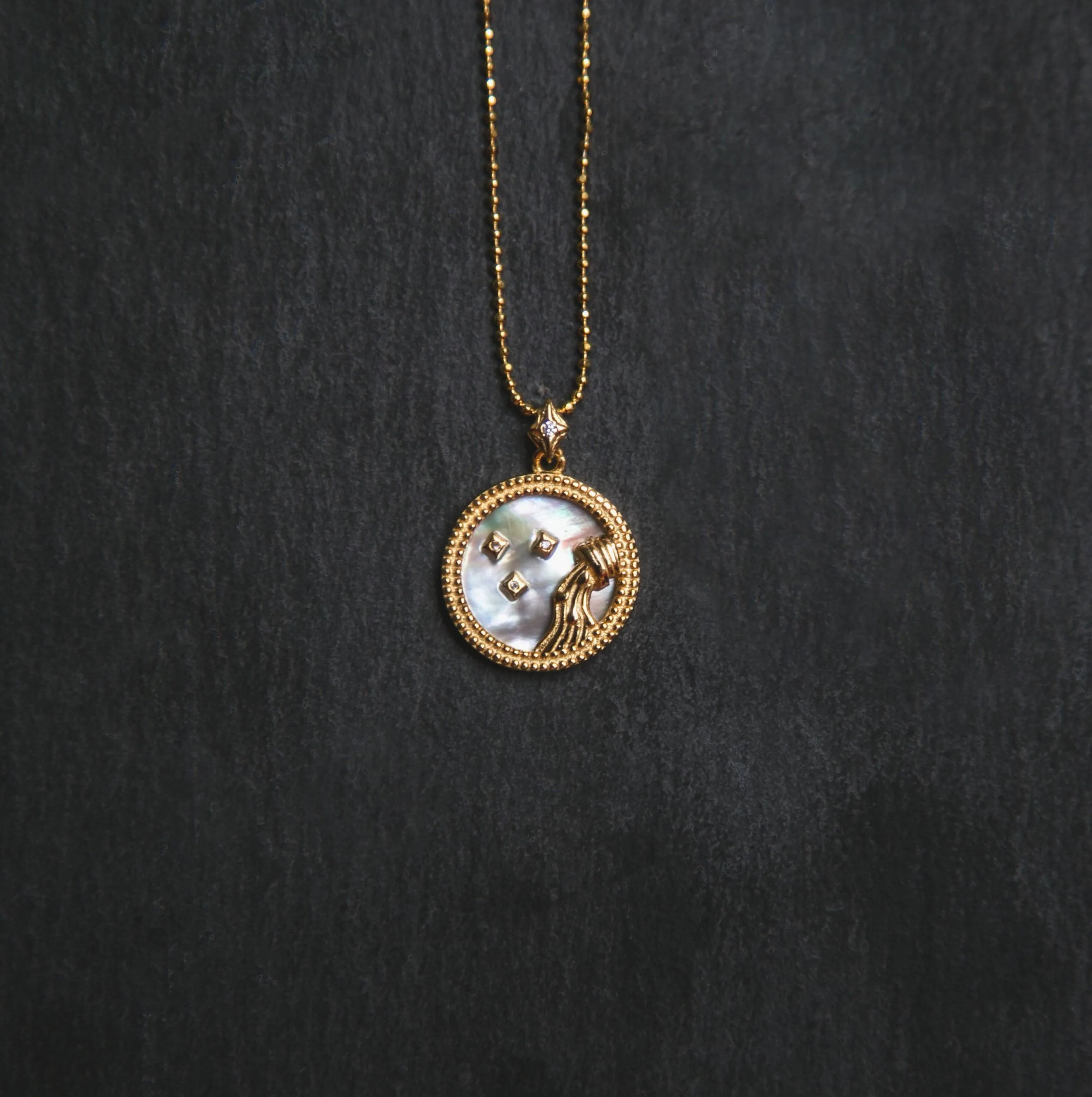 Asta Zodiac Star Sign Necklace - Mother of Pearl | 18K Gold Plated