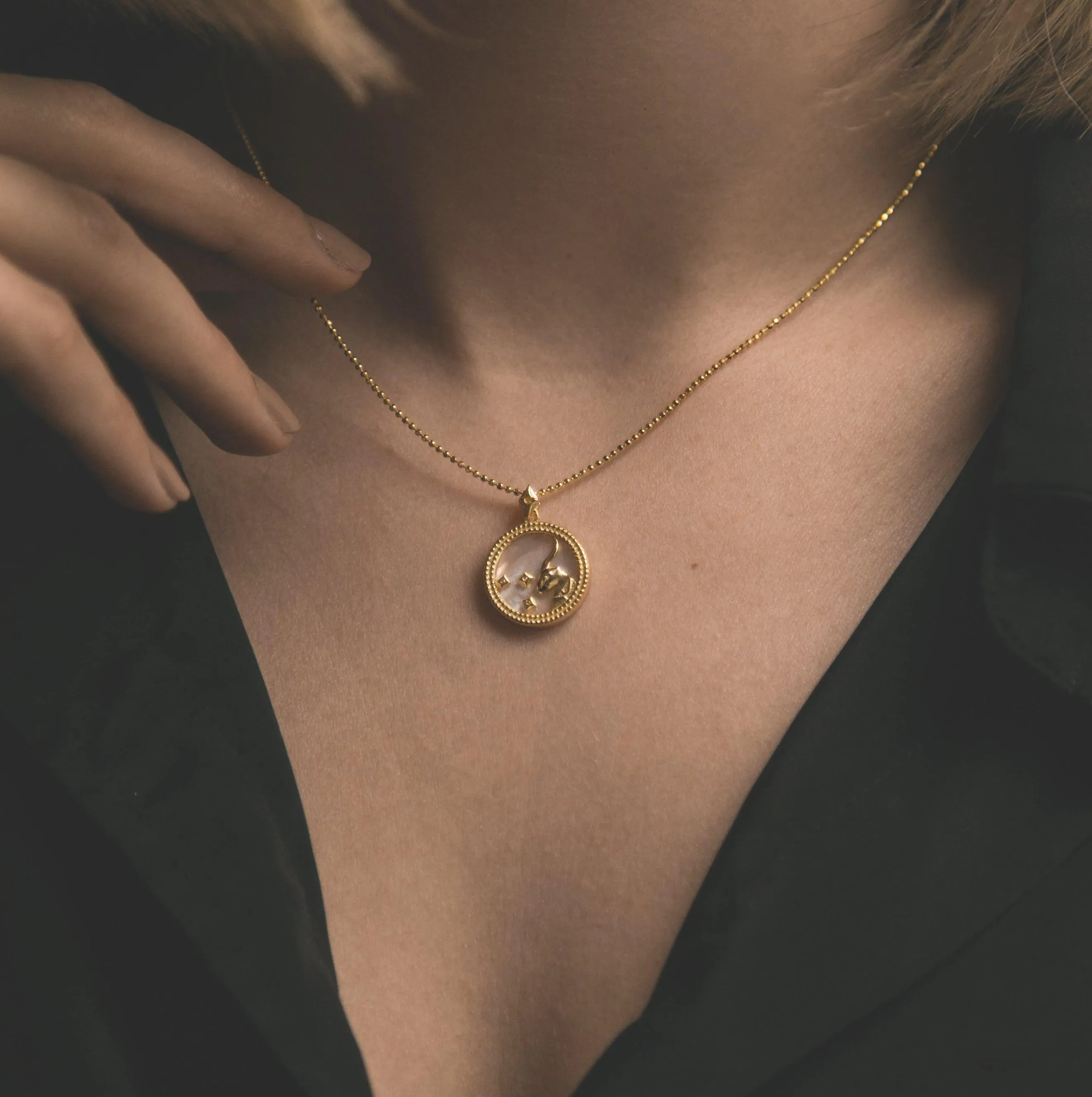 Asta Zodiac Star Sign Necklace - Mother of Pearl | 18K Gold Plated