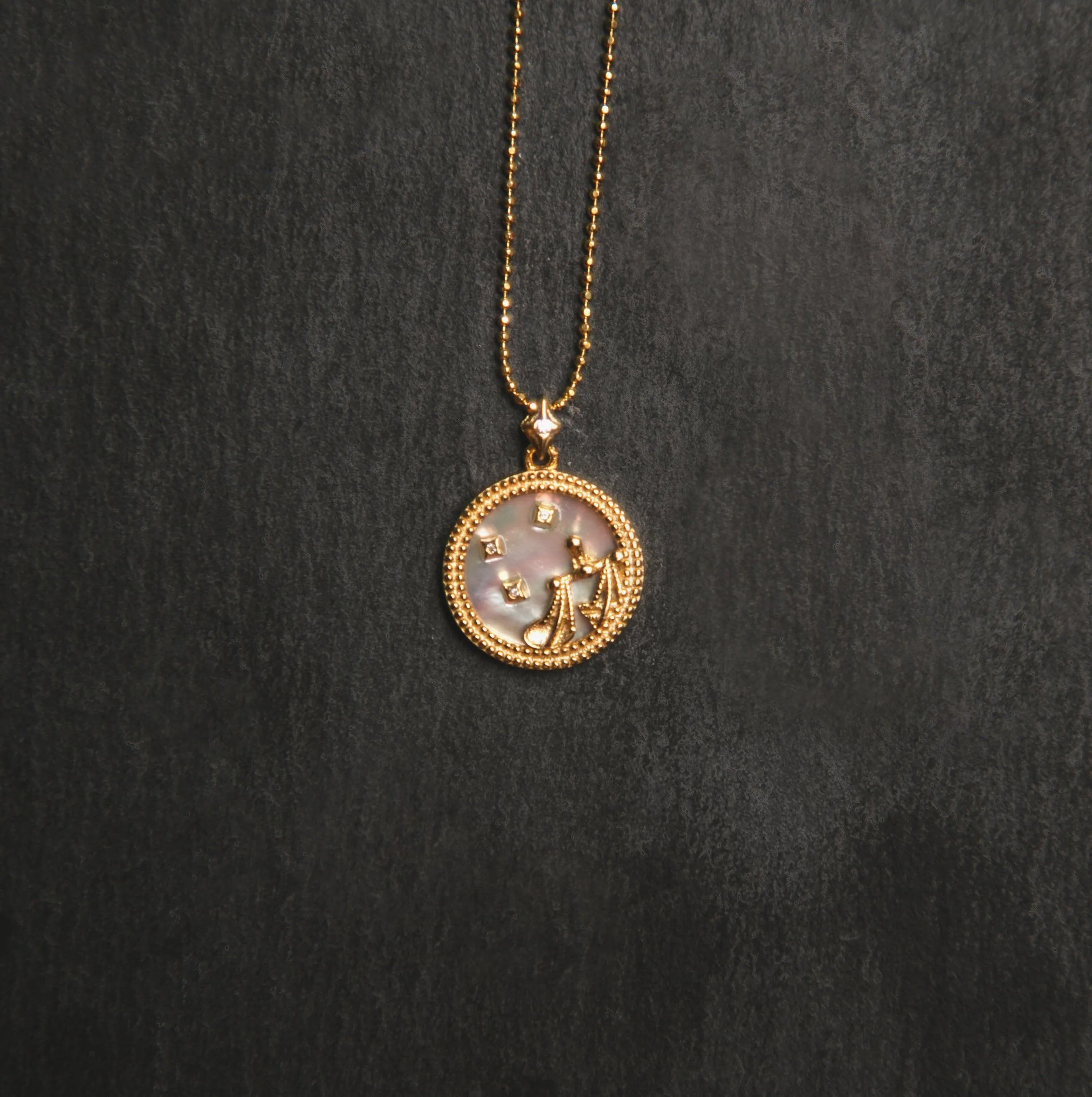 Asta Zodiac Star Sign Necklace - Mother of Pearl | 18K Gold Plated