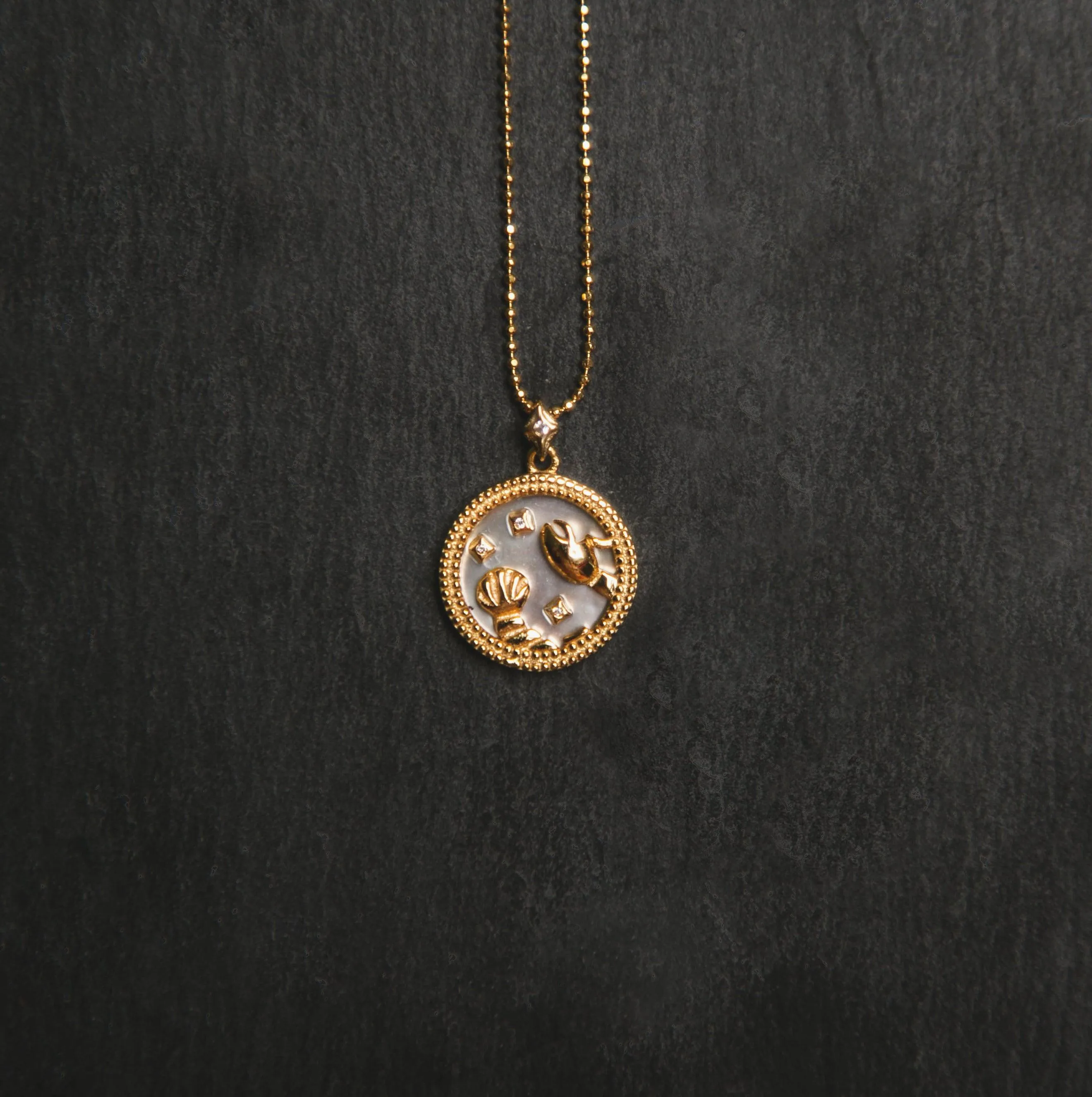 Asta Zodiac Star Sign Necklace - Mother of Pearl | 18K Gold Plated