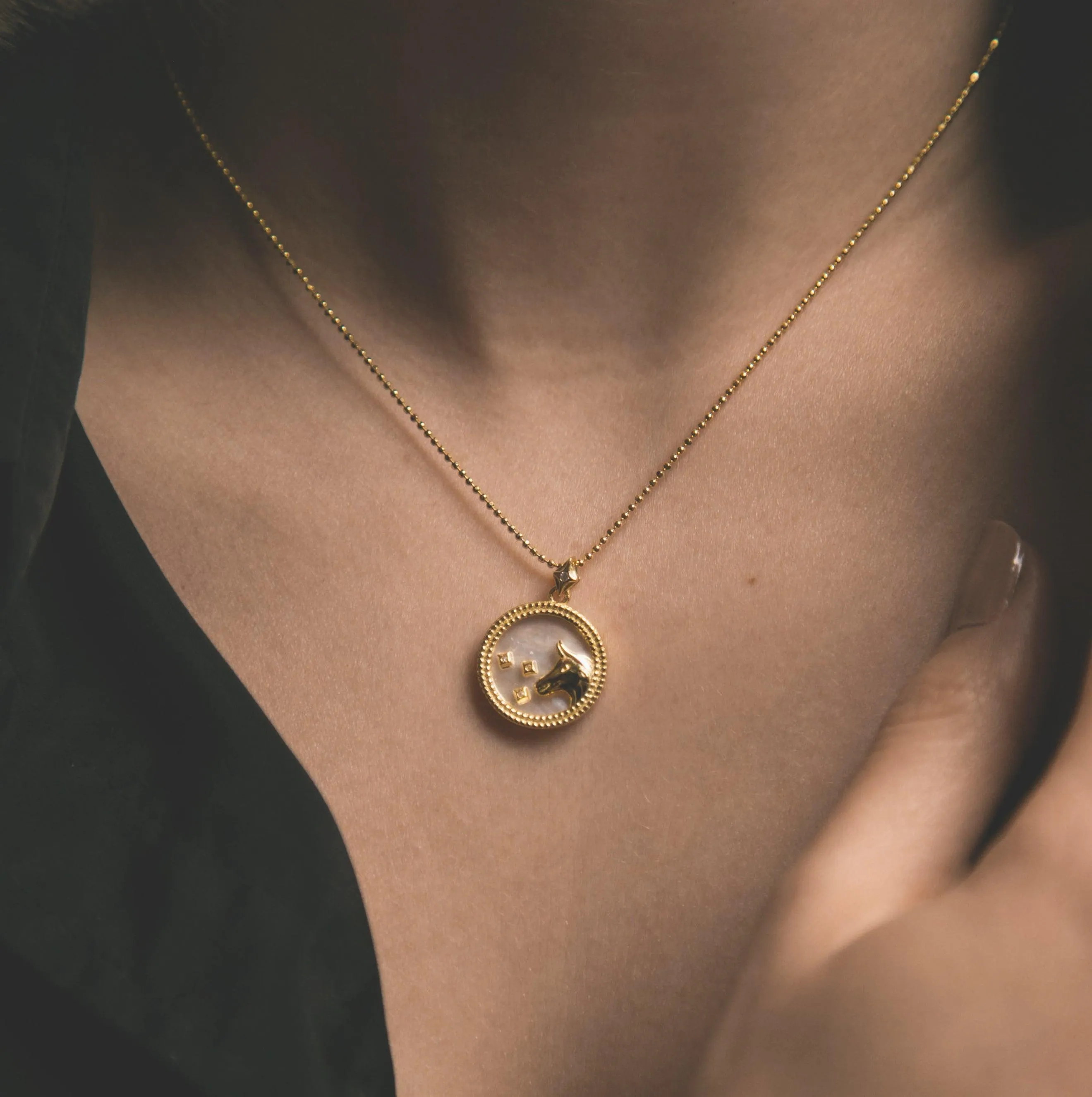 Asta Zodiac Star Sign Necklace - Mother of Pearl | 18K Gold Plated