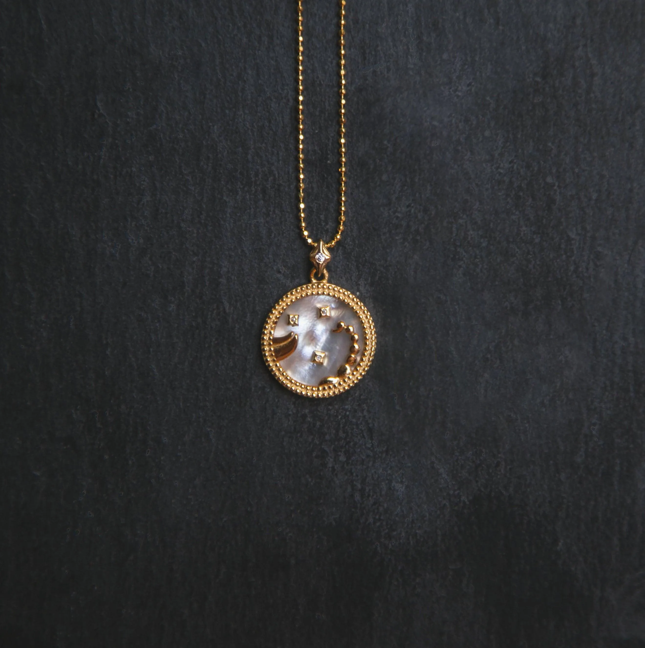 Asta Zodiac Star Sign Necklace - Mother of Pearl | 18K Gold Plated