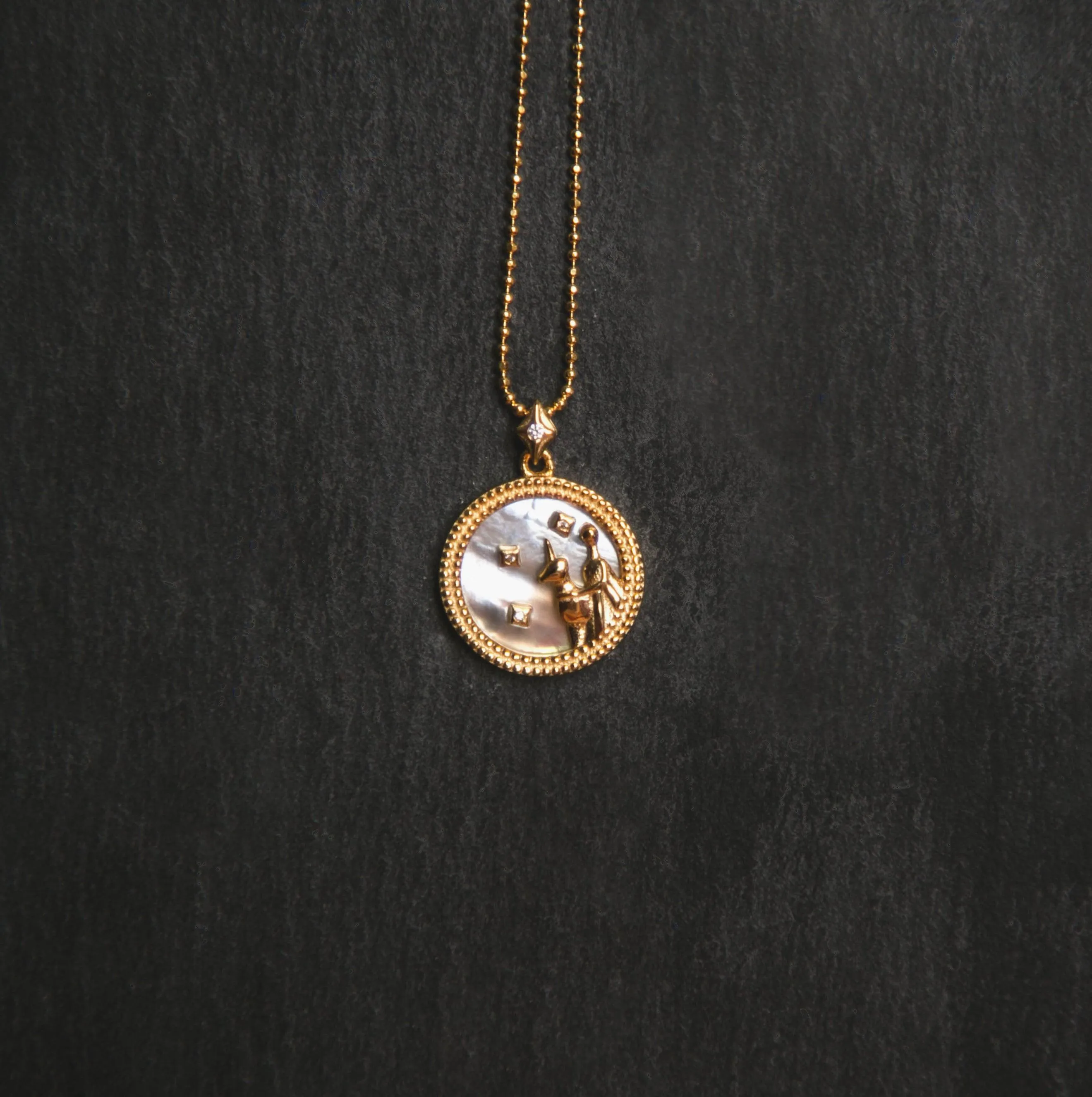 Asta Zodiac Star Sign Necklace - Mother of Pearl | 18K Gold Plated