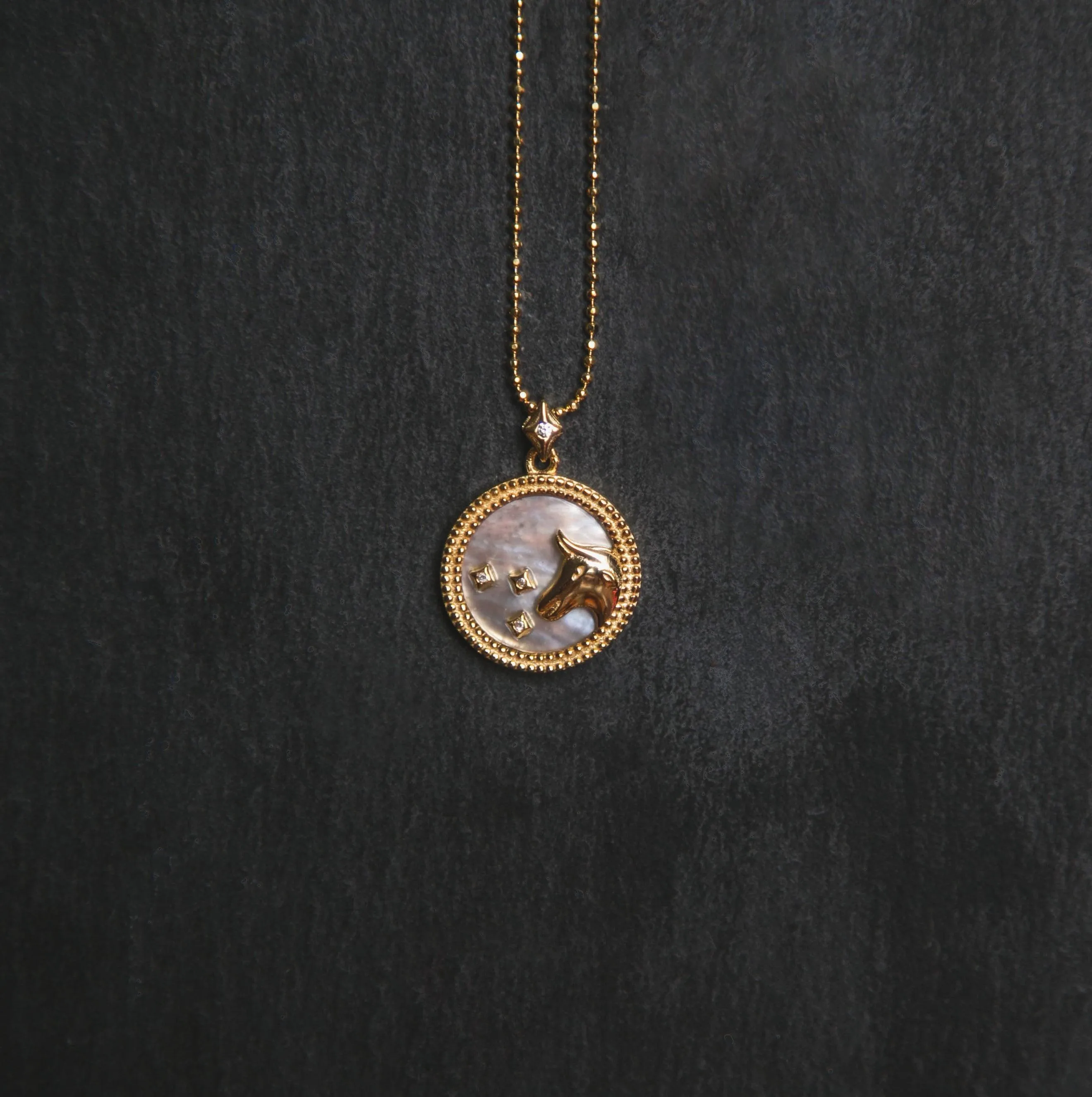 Asta Zodiac Star Sign Necklace - Mother of Pearl | 18K Gold Plated