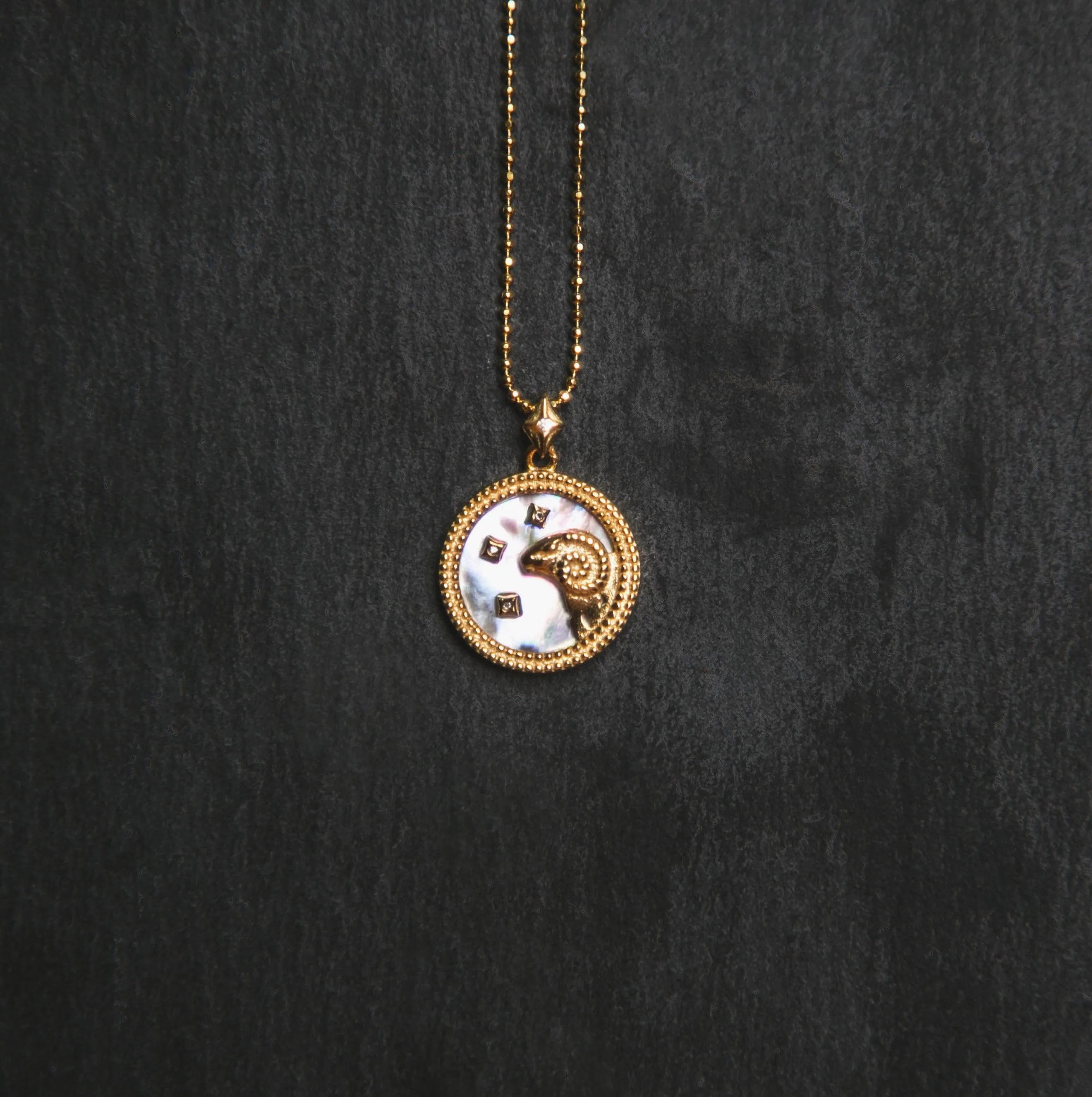 Asta Zodiac Star Sign Necklace - Mother of Pearl | 18K Gold Plated