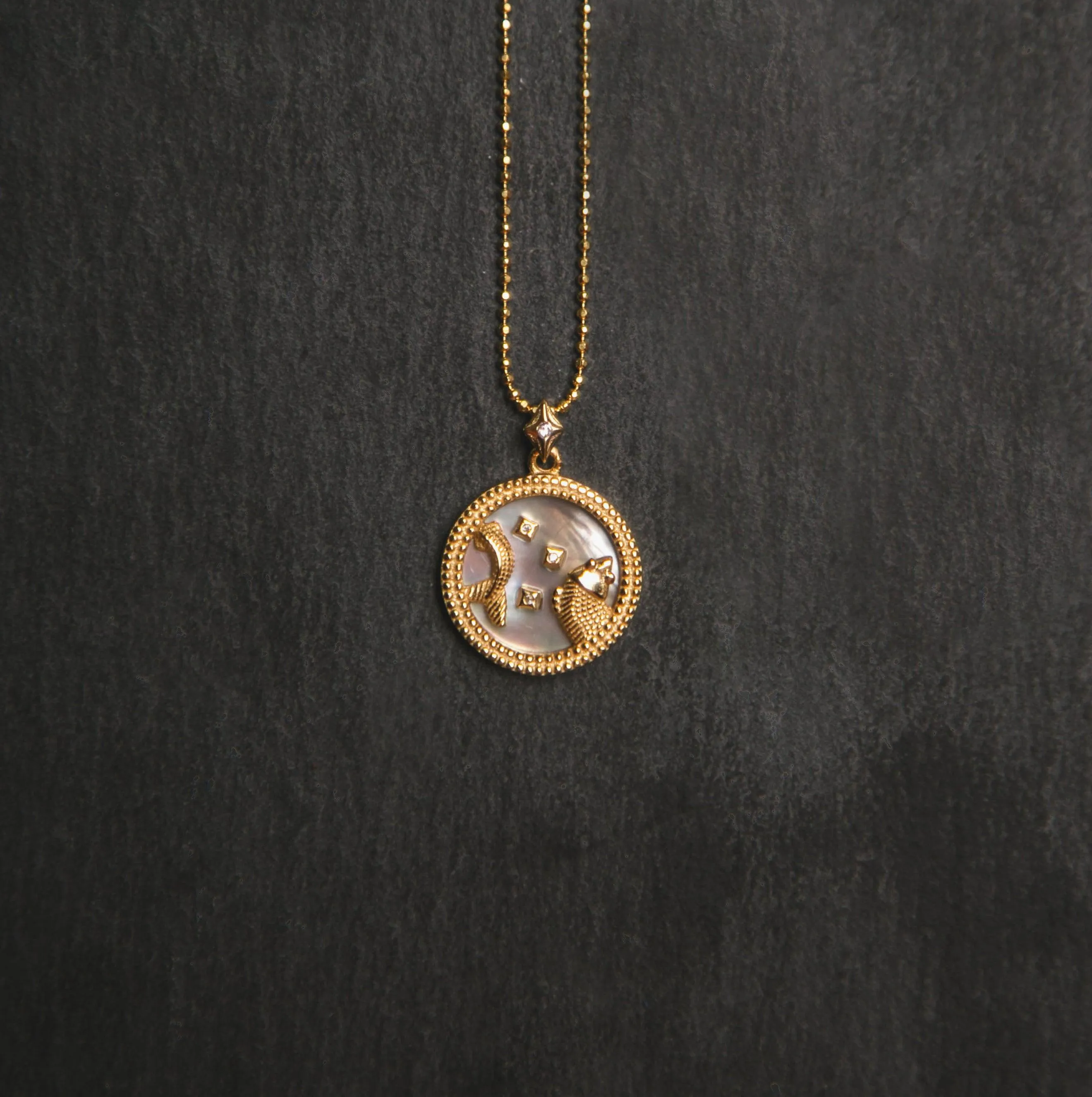 Asta Zodiac Star Sign Necklace - Mother of Pearl | 18K Gold Plated