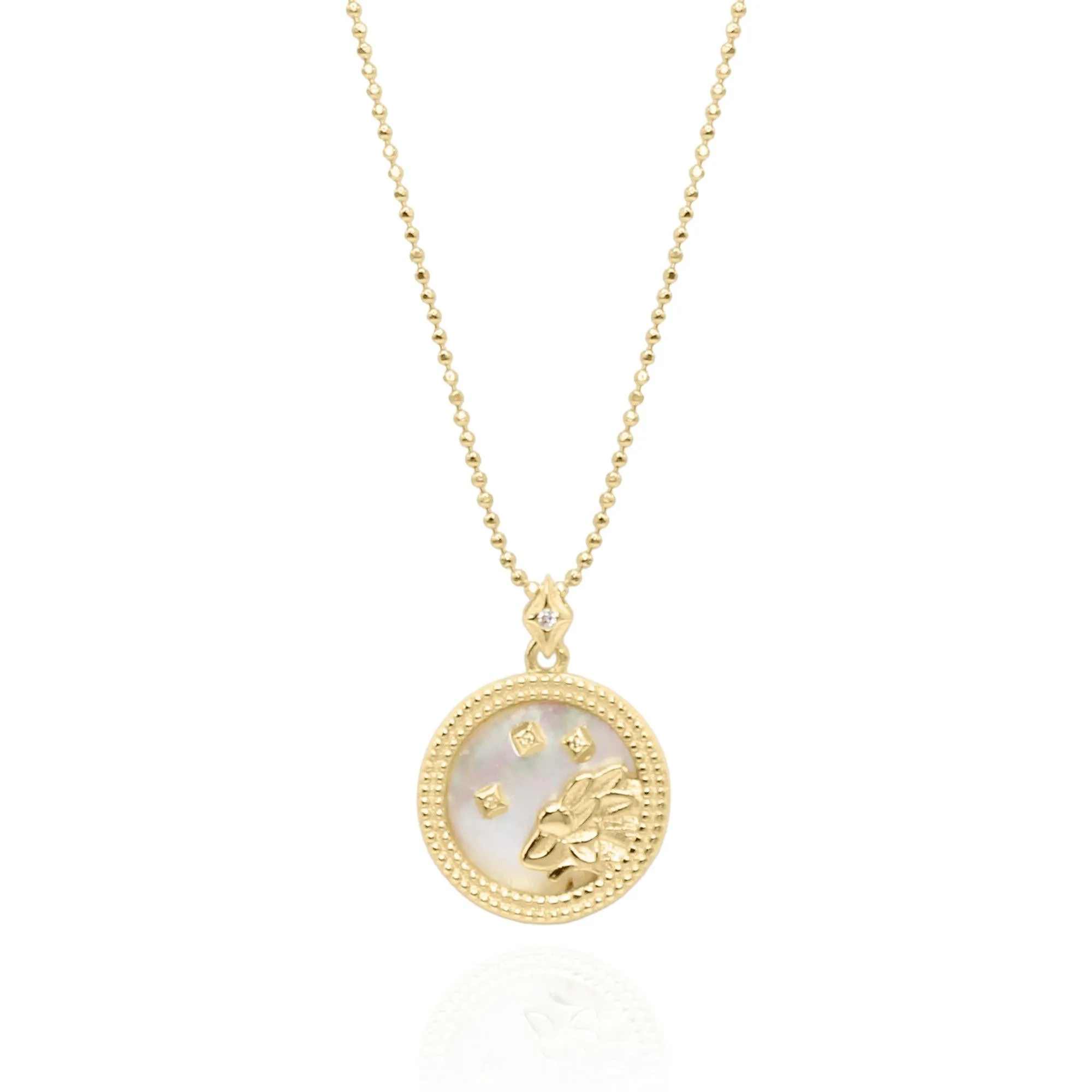 Asta Zodiac Star Sign Necklace - Mother of Pearl | 18K Gold Plated