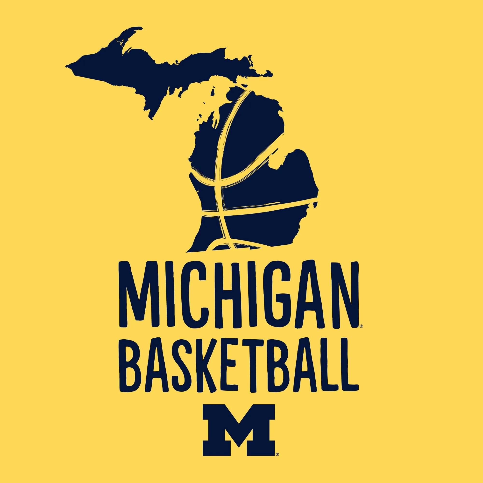 Basketball Brush State University of Michigan Basic Cotton Short Sleeve T Shirt - Maize