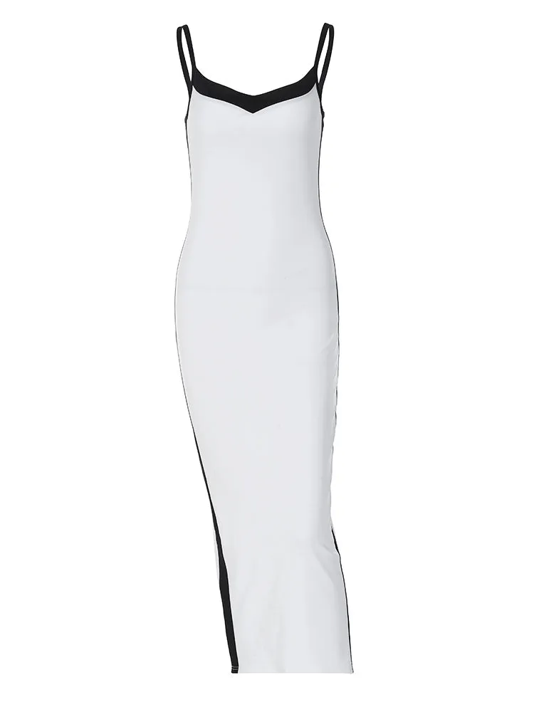 Black And White Contrast Maxi Dress