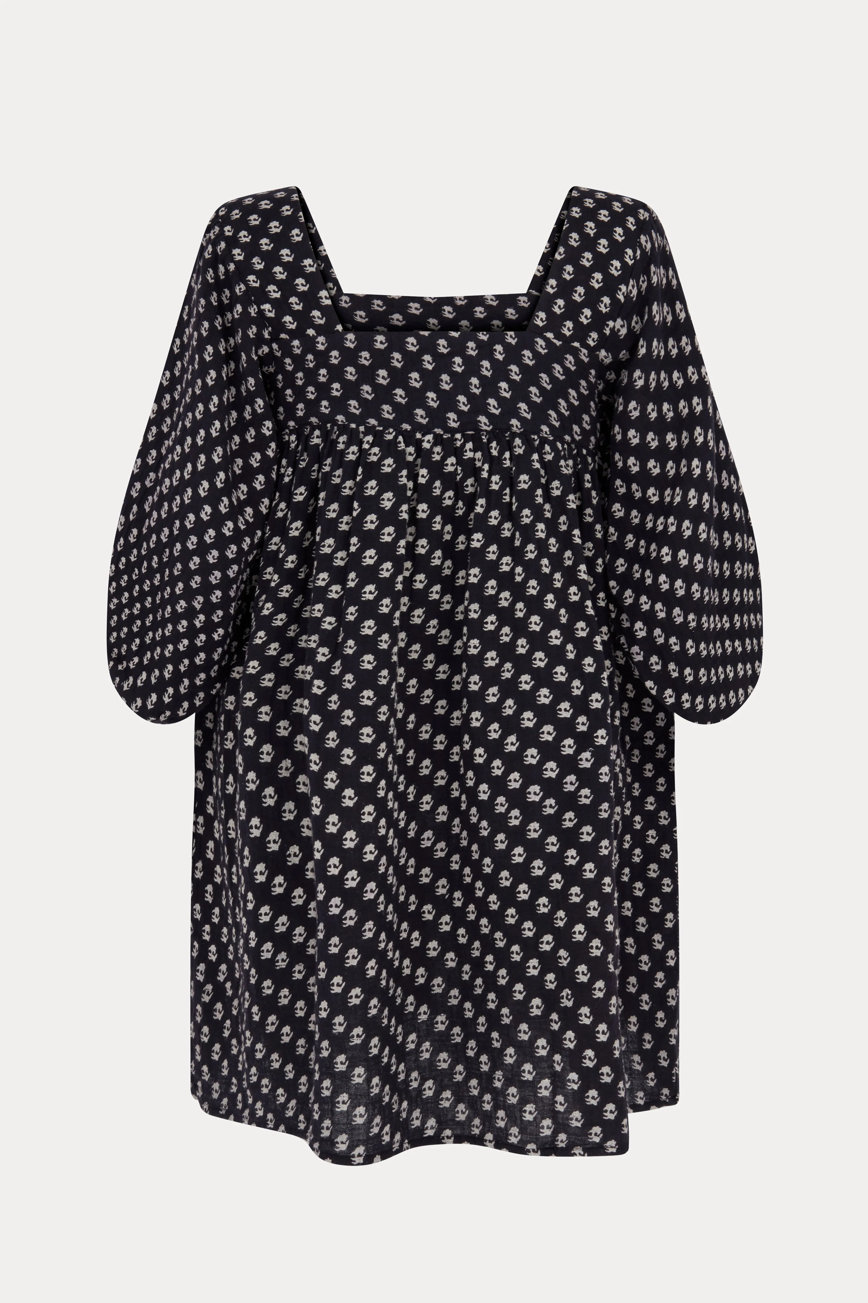 Black Calico Jamila Babydoll Dress Blockprint