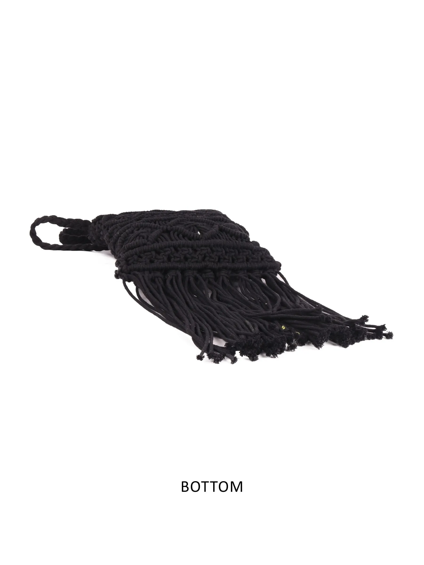 Black Macrame Crossbody Sling Bag