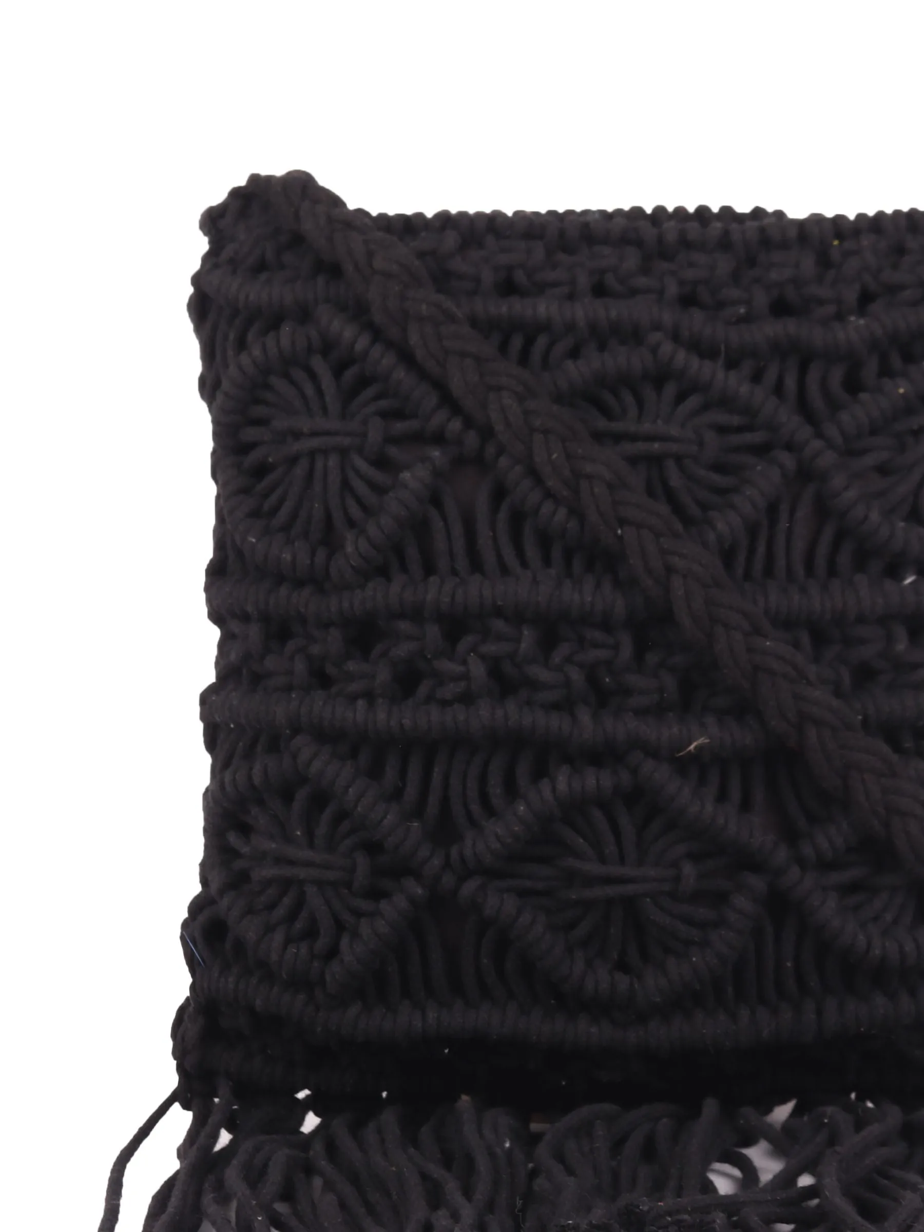 Black Macrame Crossbody Sling Bag