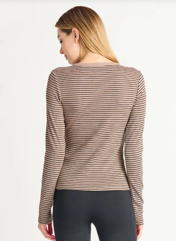 Black Tape Buttoned Mini Ribbed Knit Top