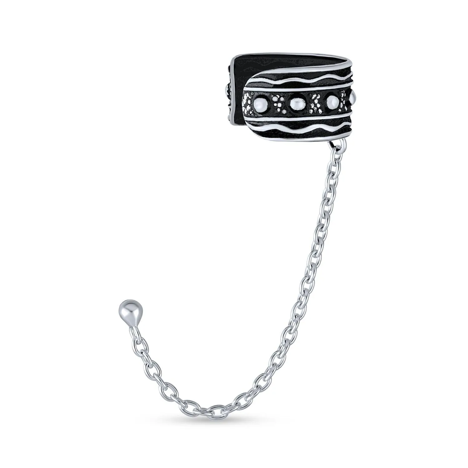 Boho Celtic Cartilage Ear Cuff Chain Stud Earrings 925 Sterling Silver