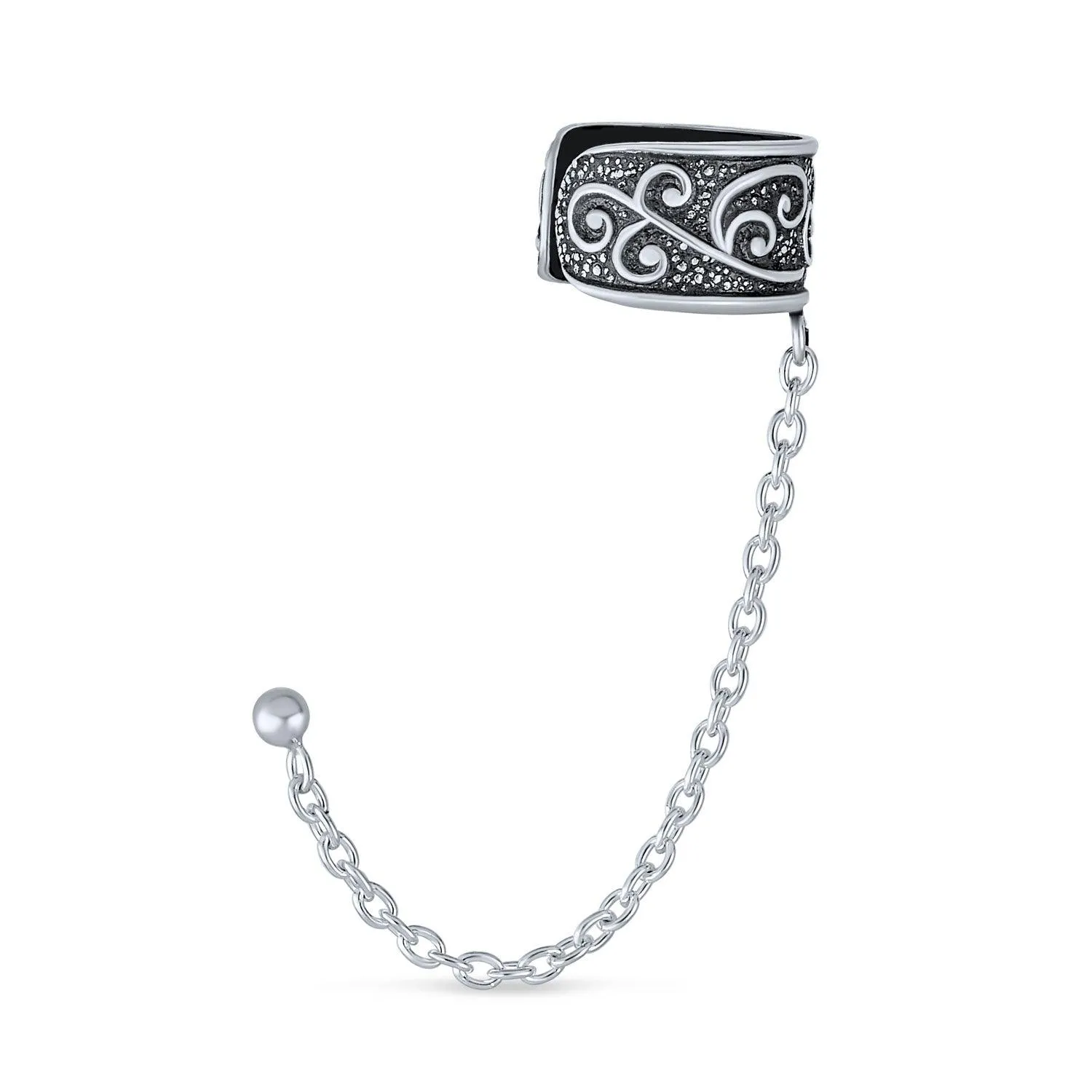 Boho Celtic Cartilage Ear Cuff Chain Stud Earrings 925 Sterling Silver
