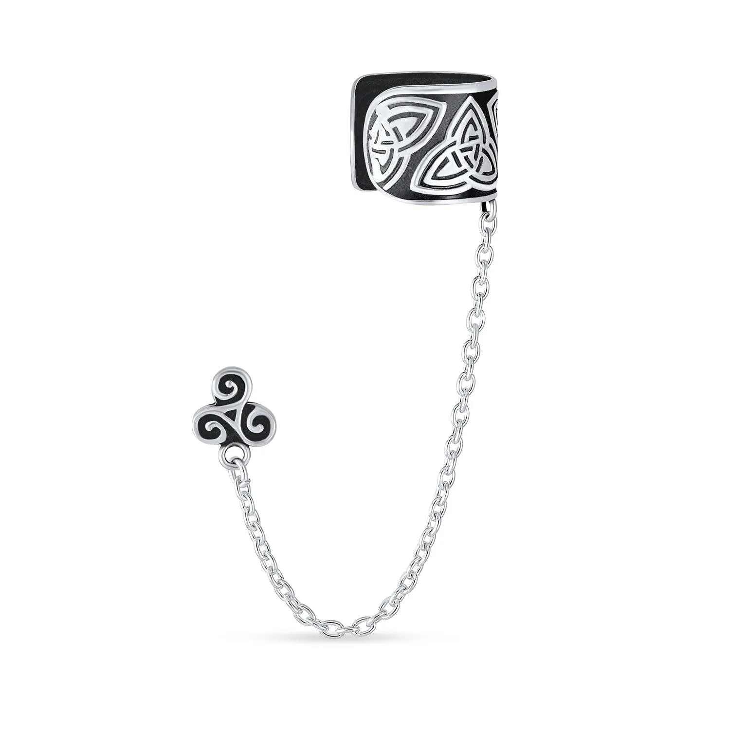 Boho Celtic Cartilage Ear Cuff Chain Stud Earrings 925 Sterling Silver