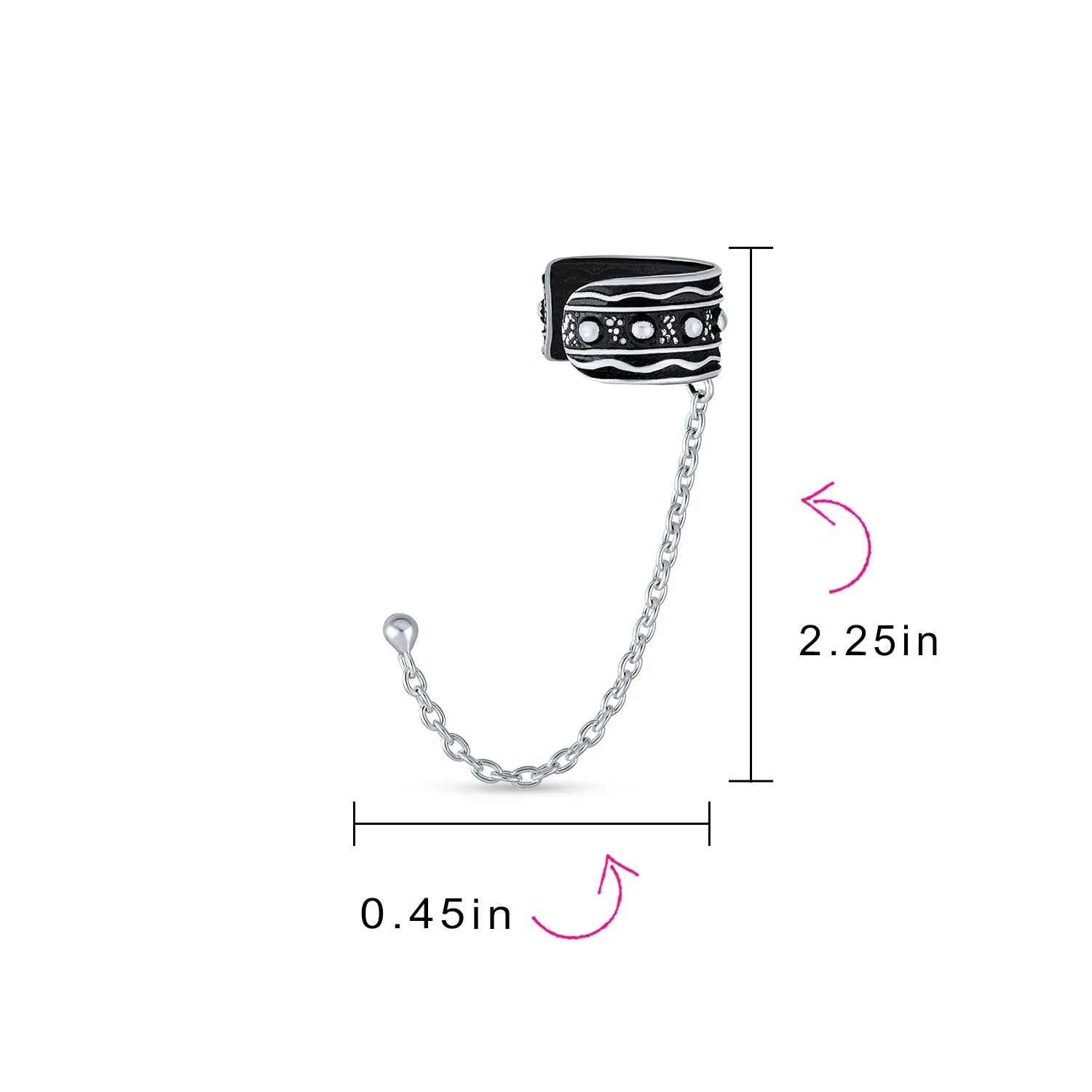 Boho Celtic Cartilage Ear Cuff Chain Stud Earrings 925 Sterling Silver