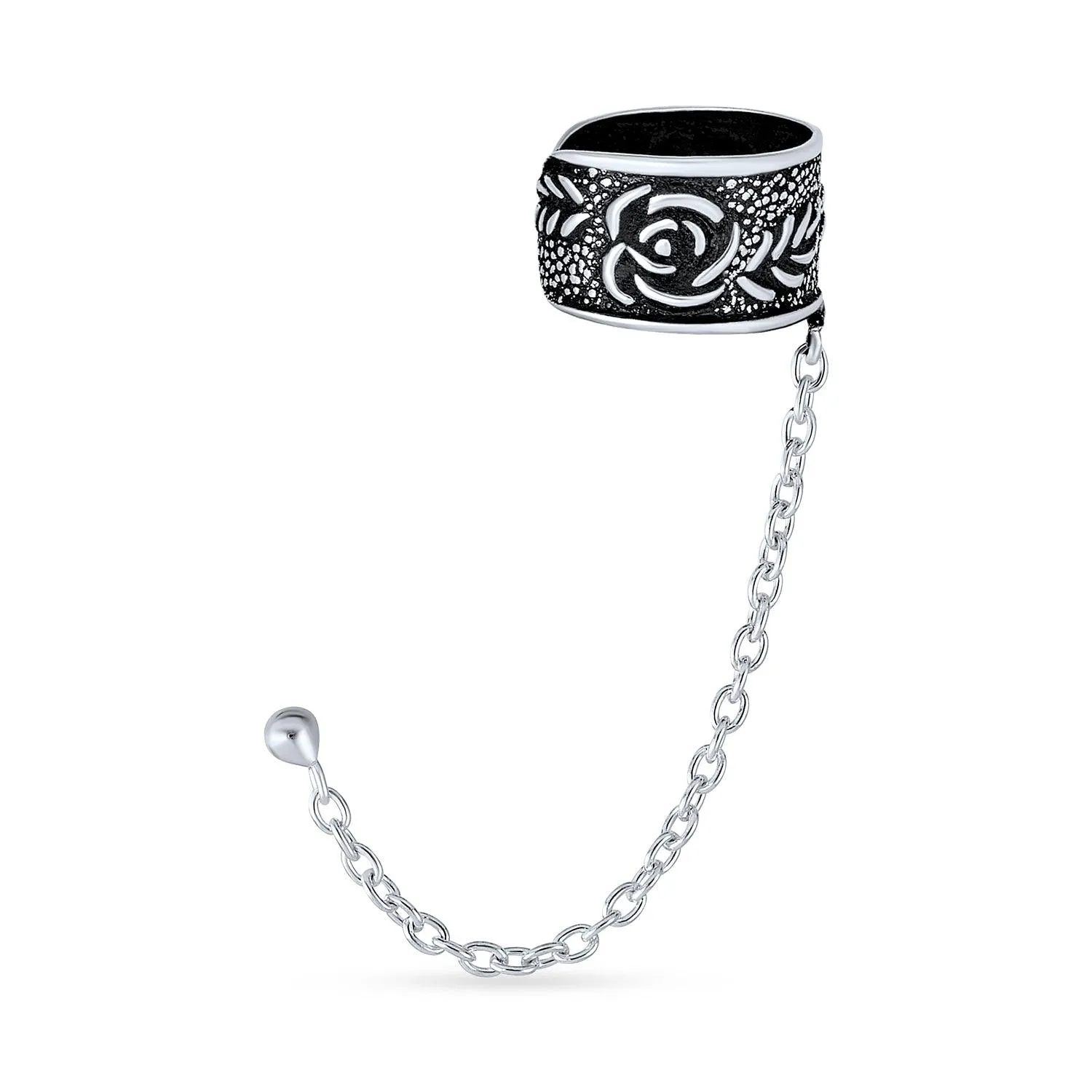 Boho Celtic Cartilage Ear Cuff Chain Stud Earrings 925 Sterling Silver