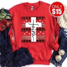 Buffalo Plaid Faith Cross Sweatshirt - 15