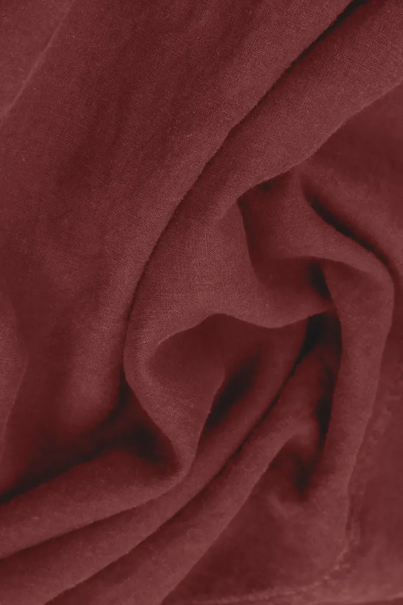 Buttoned Merlot Linen Dress