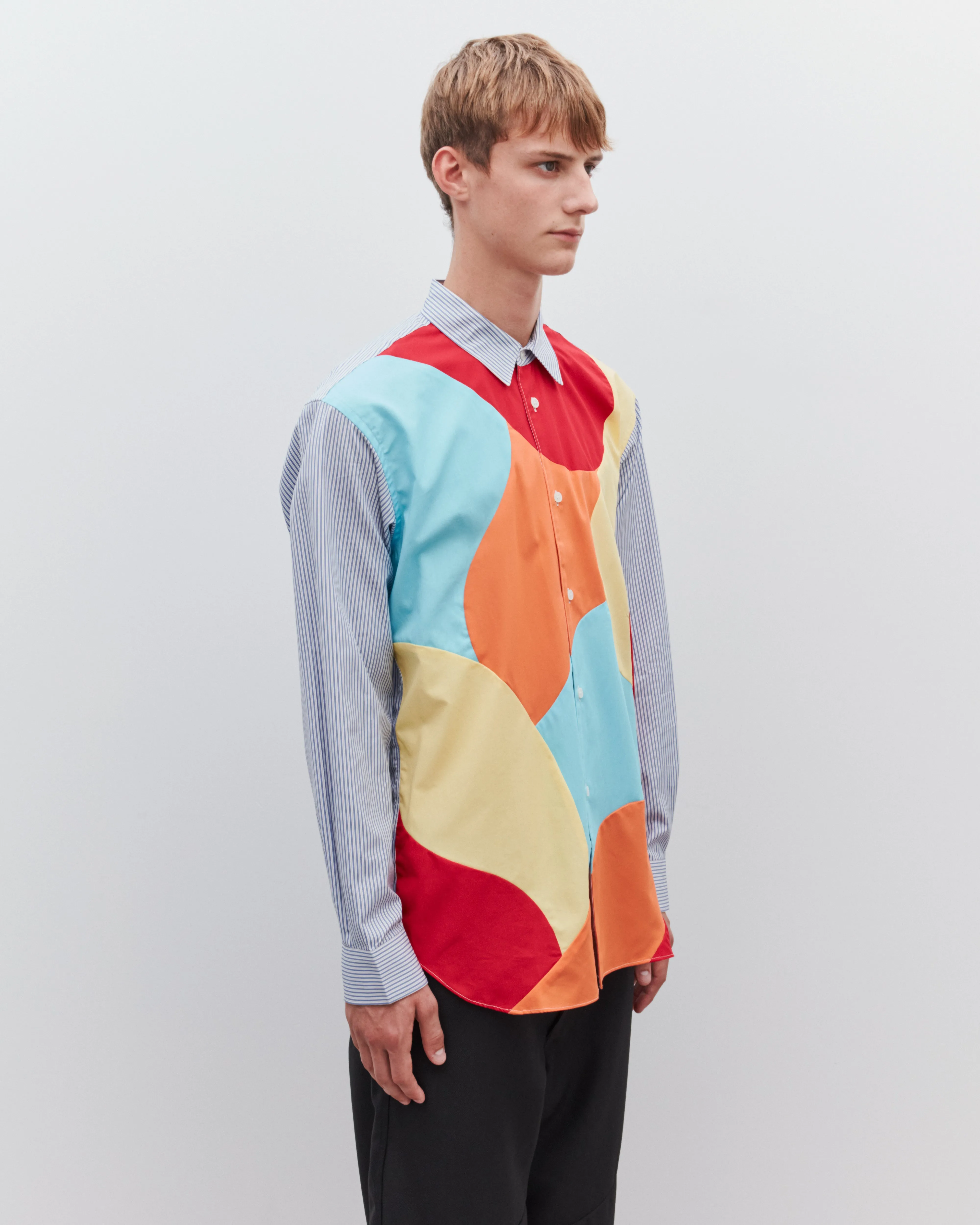 CDG Shirt - Men's Curved Patchwork Shirt - (Mix)