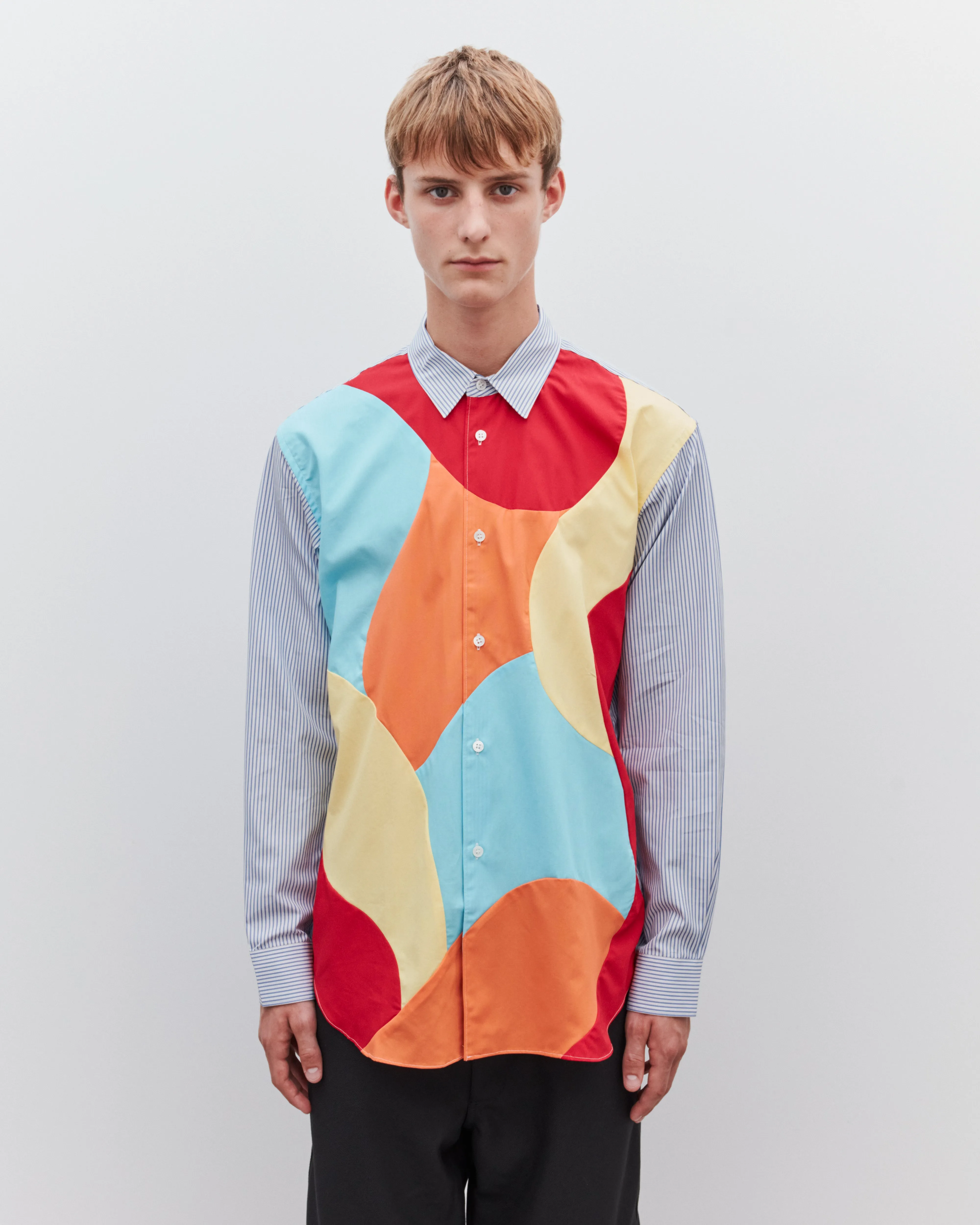 CDG Shirt - Men's Curved Patchwork Shirt - (Mix)