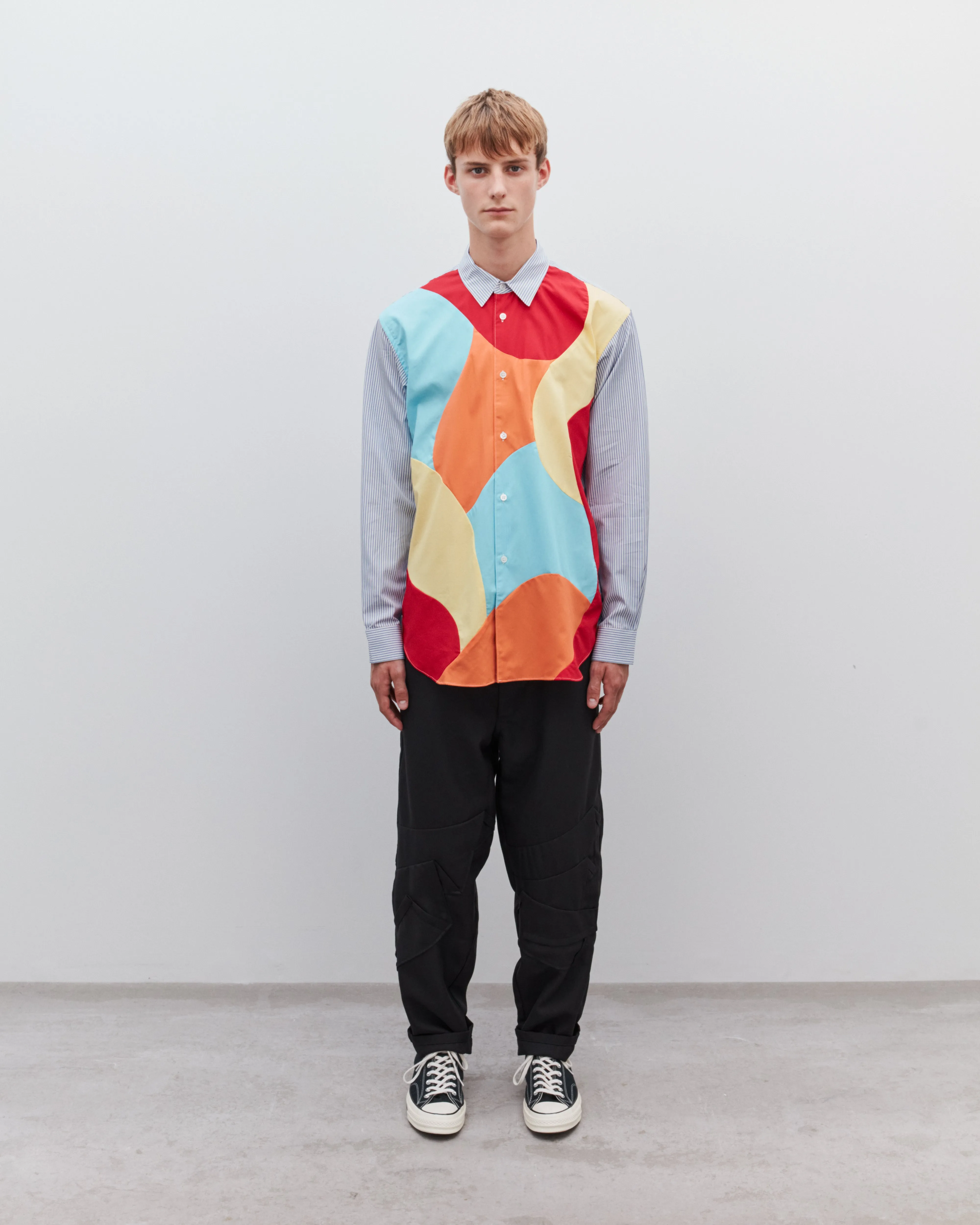 CDG Shirt - Men's Curved Patchwork Shirt - (Mix)