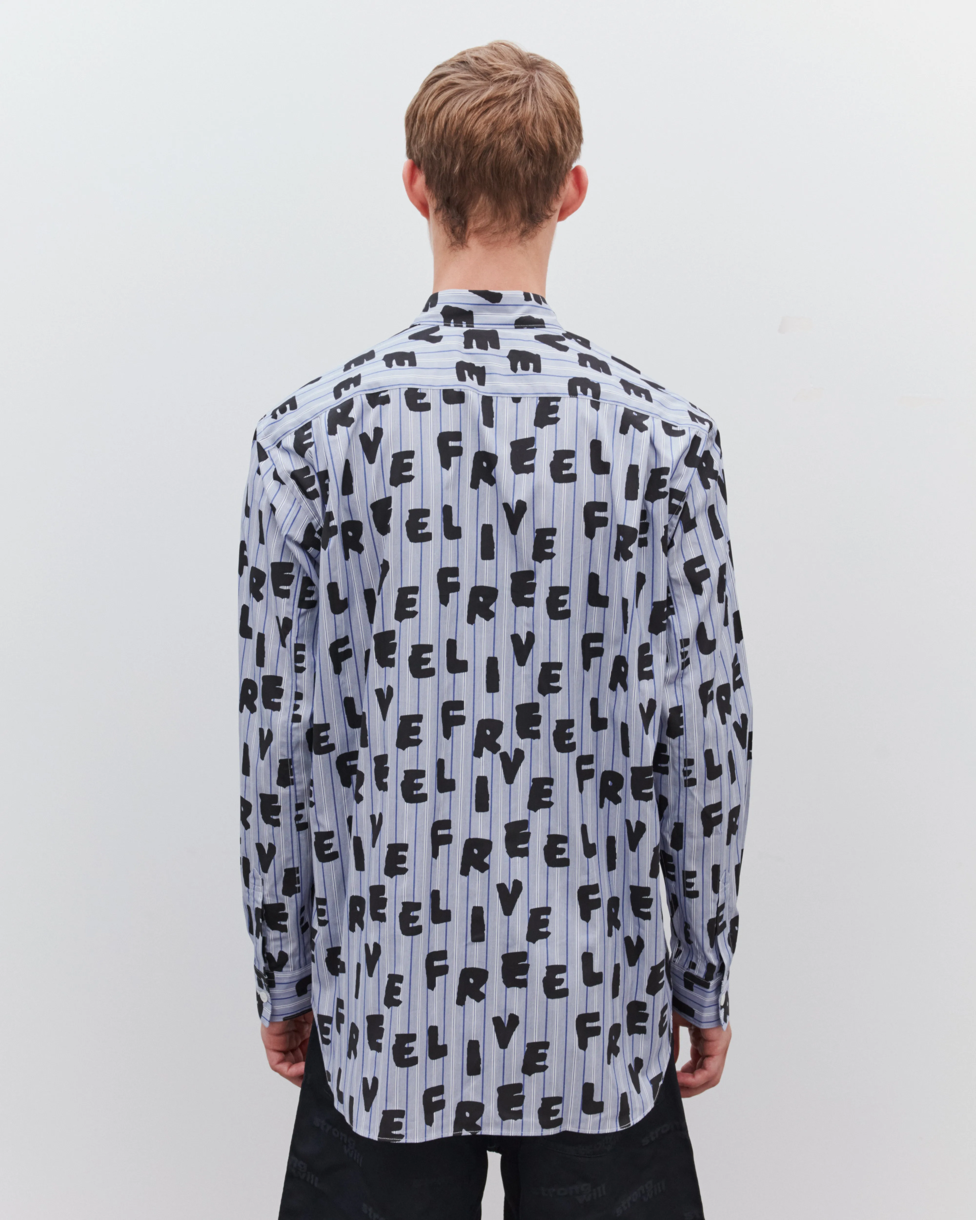 CDG Shirt - Men's Live Free Contrast Shirt - (Grey/Stripe)